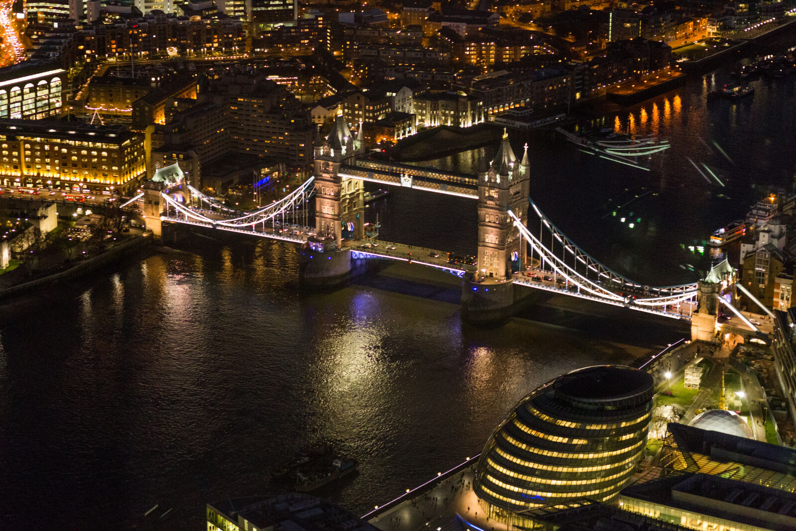 Canon EF 85mm F1.8 USM sample photo. Aerial, bridge, lights, london photography