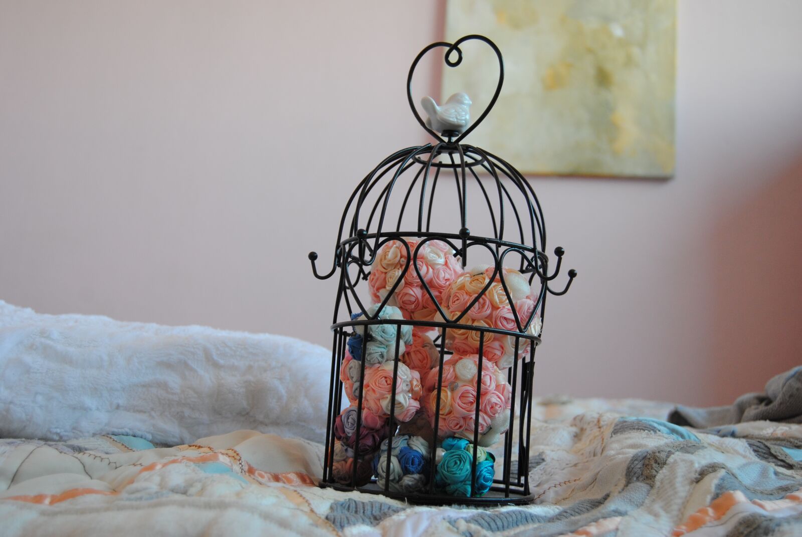 Nikon D3000 sample photo. Family, room, bird cage photography