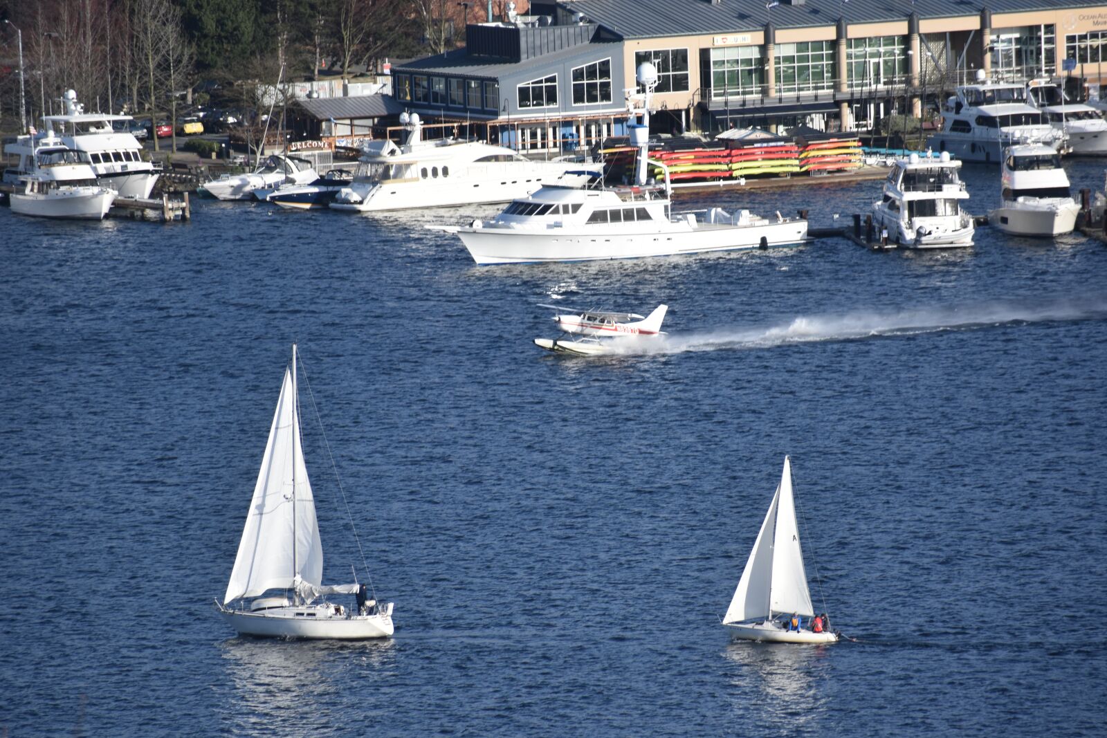 Nikon D3400 sample photo. Lake, boat, plane photography