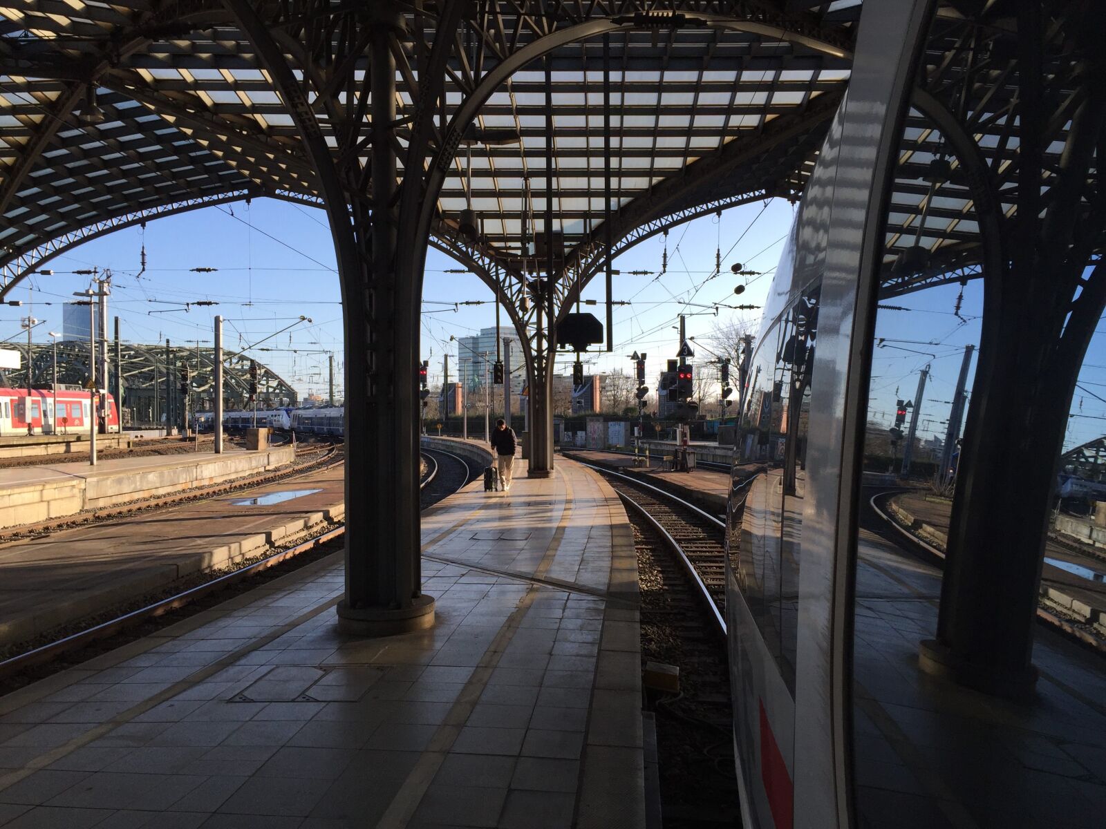 iPhone 6 Plus back camera 4.15mm f/2.2 sample photo. Architecture, cologne, ice, train photography