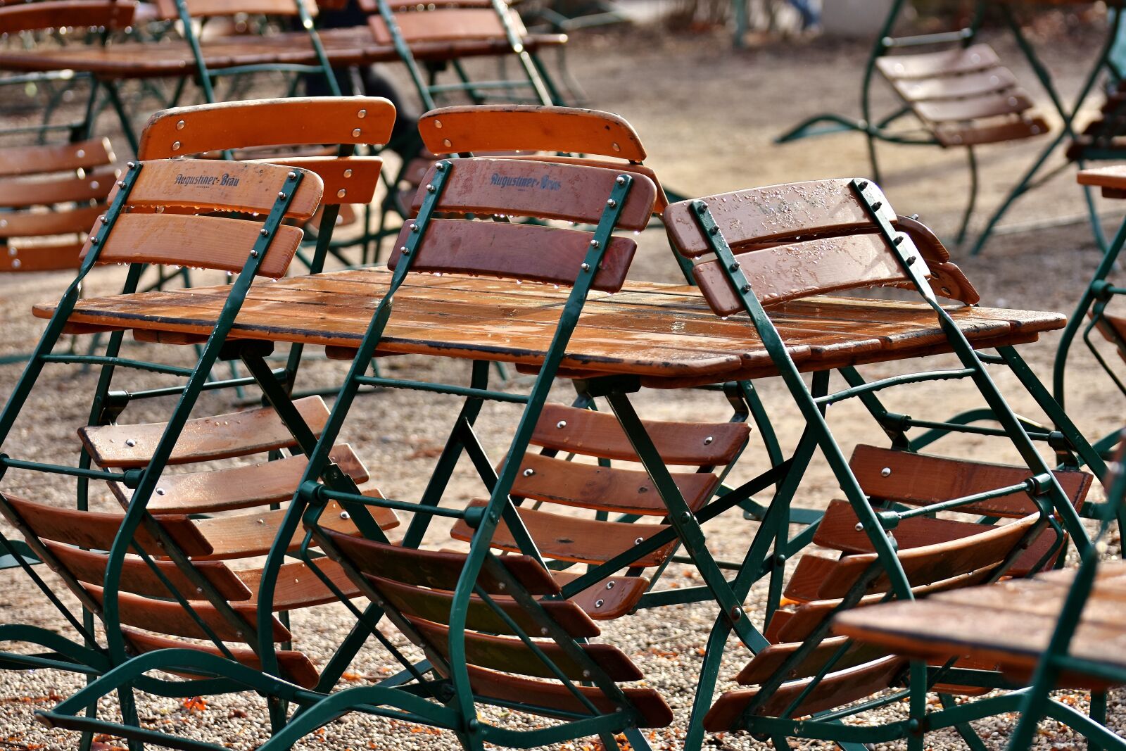 Nikon D7200 sample photo. Beer garden, empty, rain photography