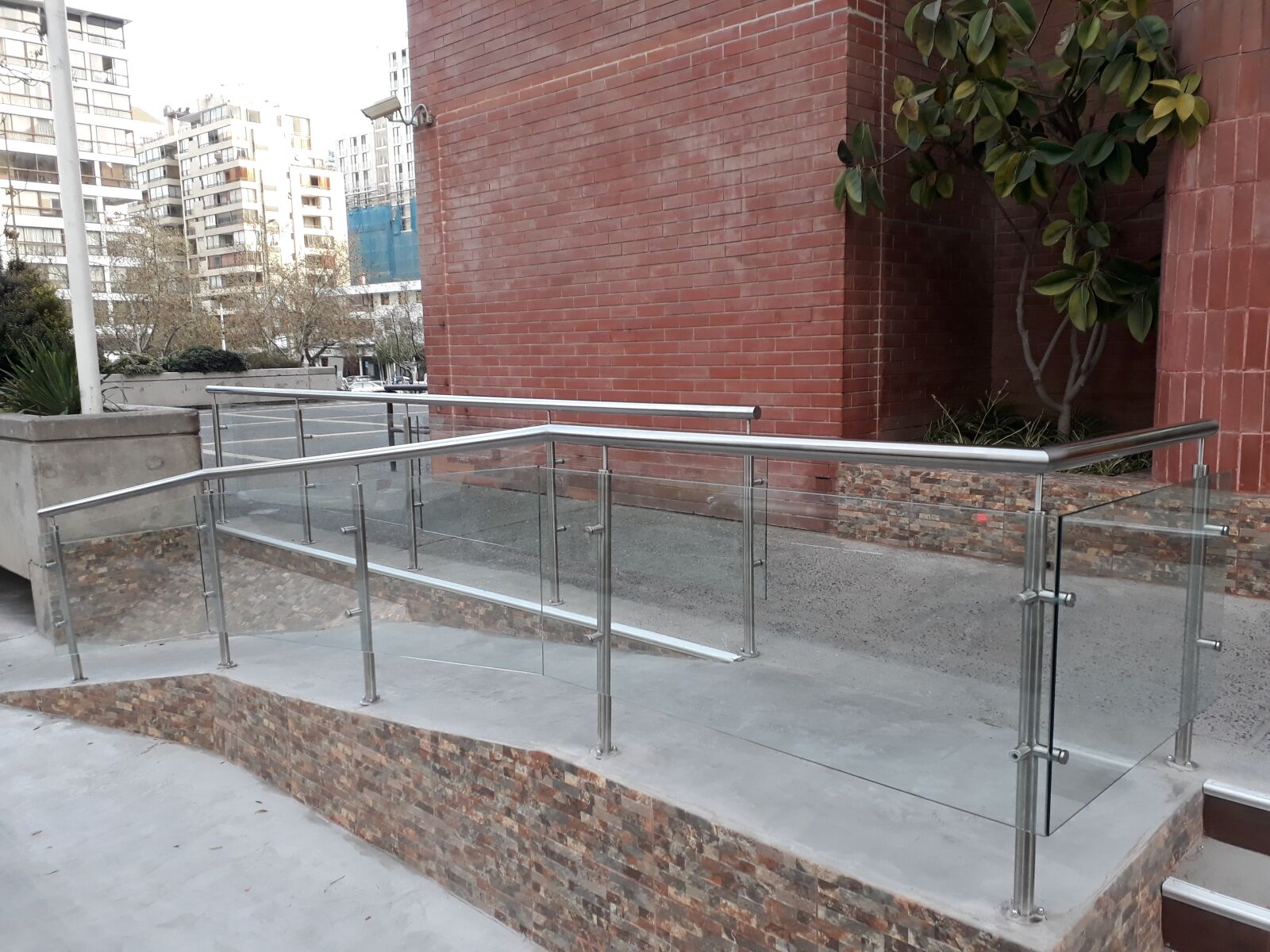 Samsung Galaxy J7 Prime sample photo. Railing, glass, stainless steel photography