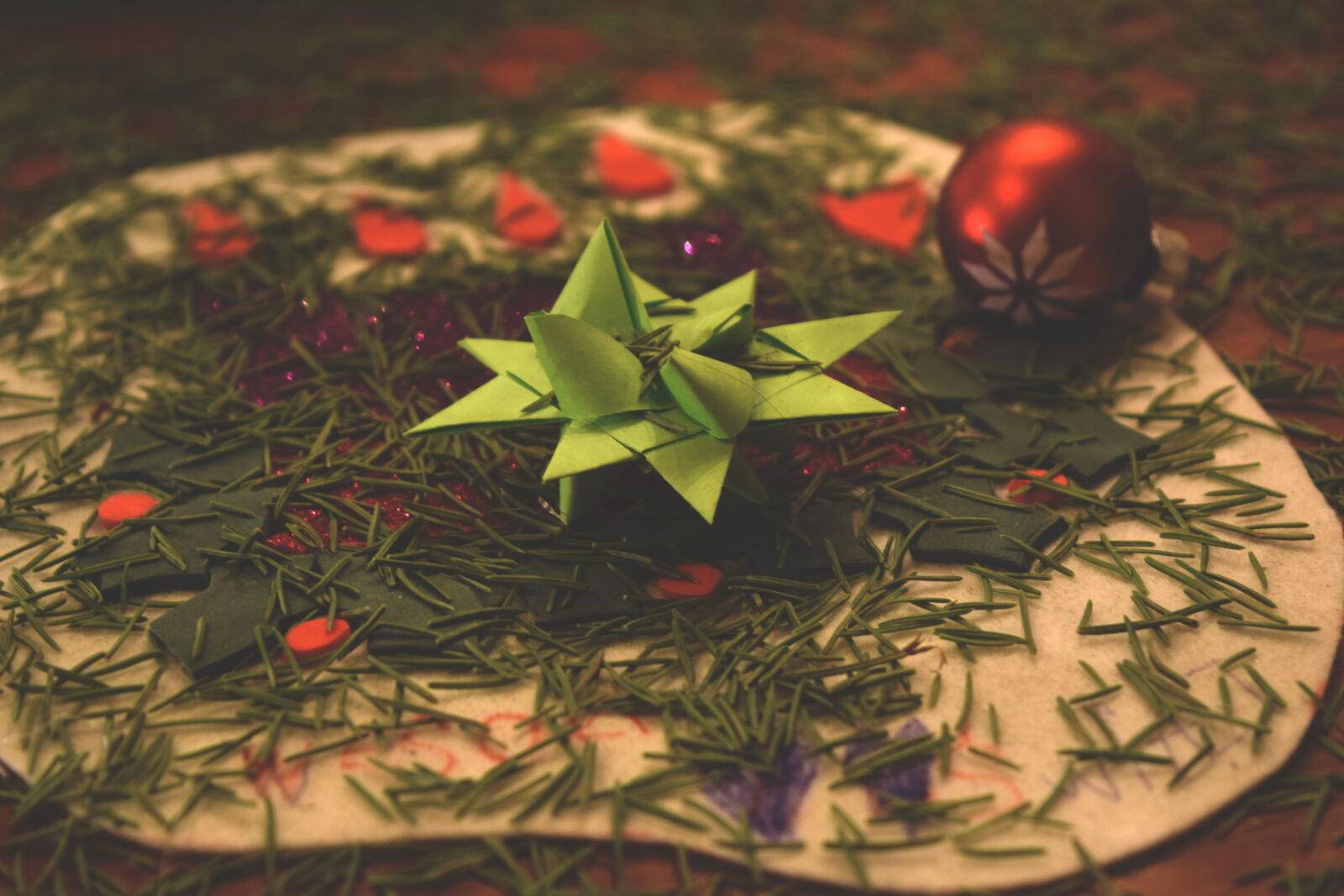 Nikon D3300 sample photo. Decorations, needles, night, pine photography