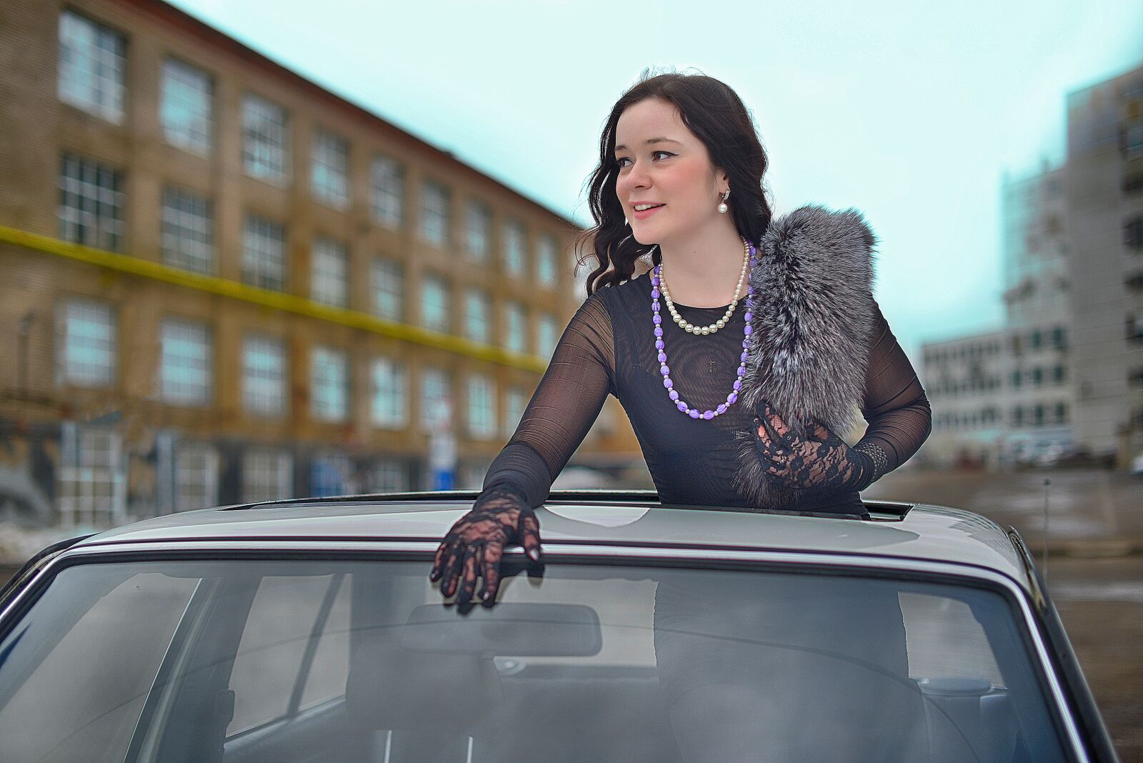 Nikon D800 sample photo. Girl in retro car photography