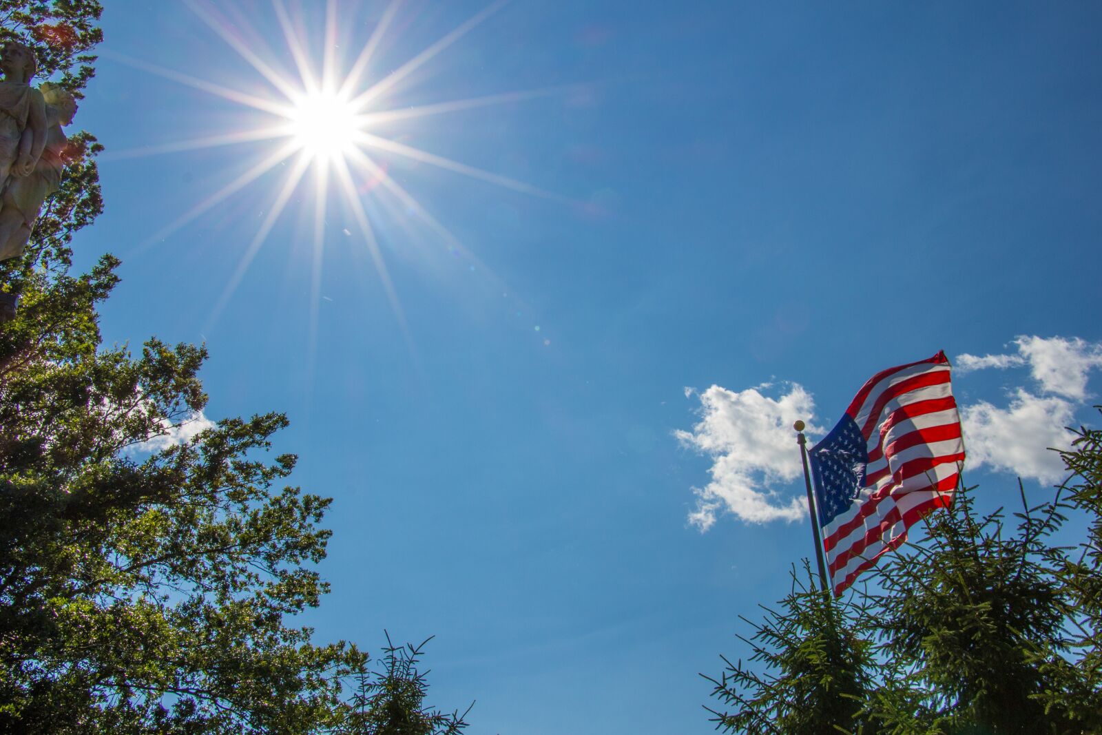Canon EOS 100D (EOS Rebel SL1 / EOS Kiss X7) sample photo. Flag, sun, america photography