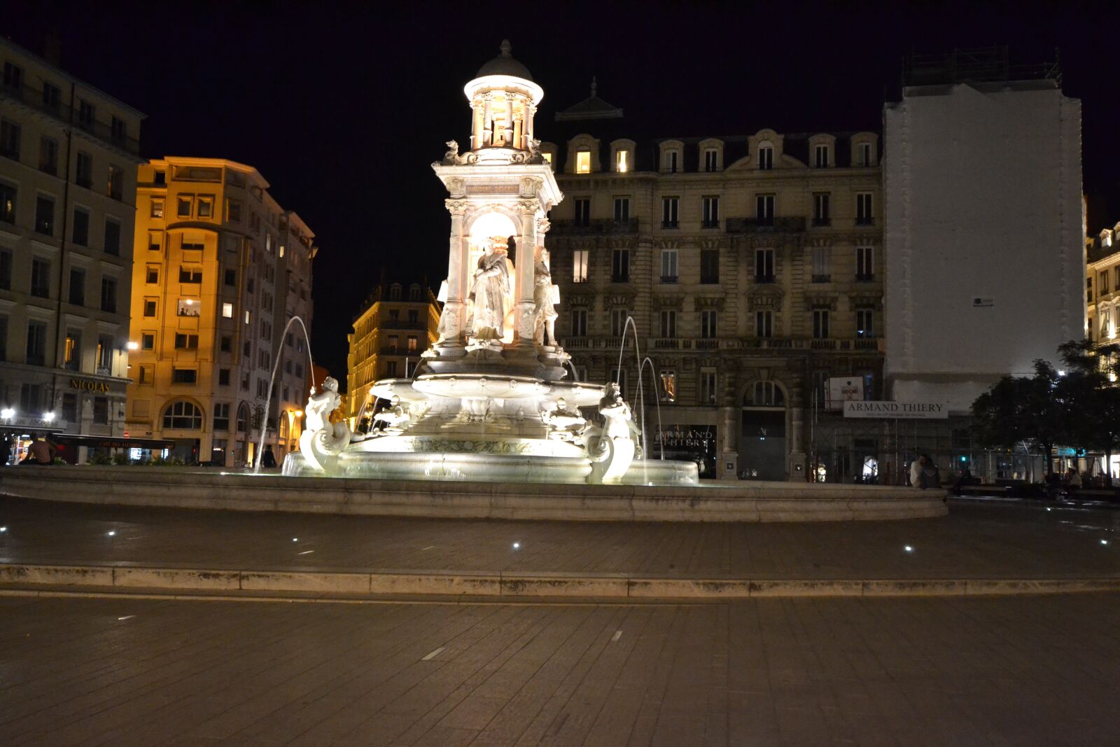 Nikon D3100 sample photo. Fountain, lyon, night photography