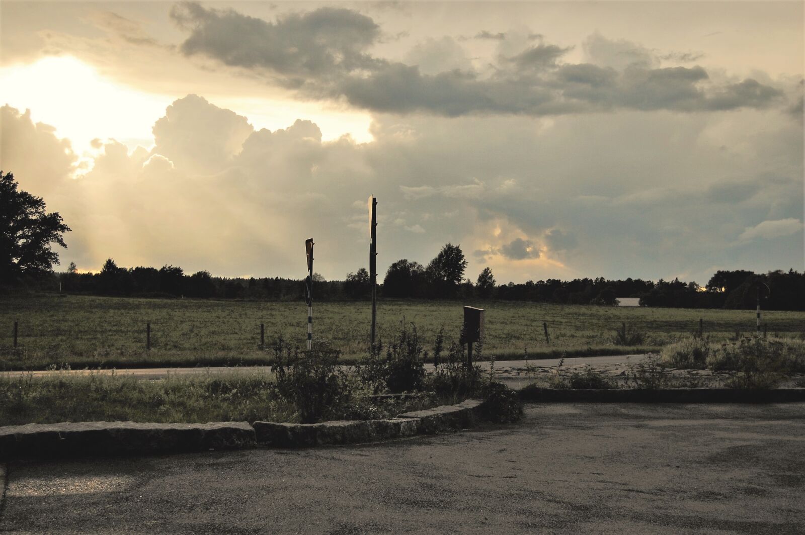 Nikon D40 + Nikon AF-S DX Nikkor 18-55mm F3.5-5.6G II sample photo. Clouds, cloudy, field, forest photography