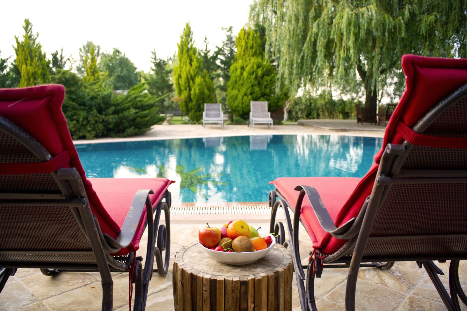 Sony Alpha DSLR-A850 sample photo. Pool, home, sunbeds photography