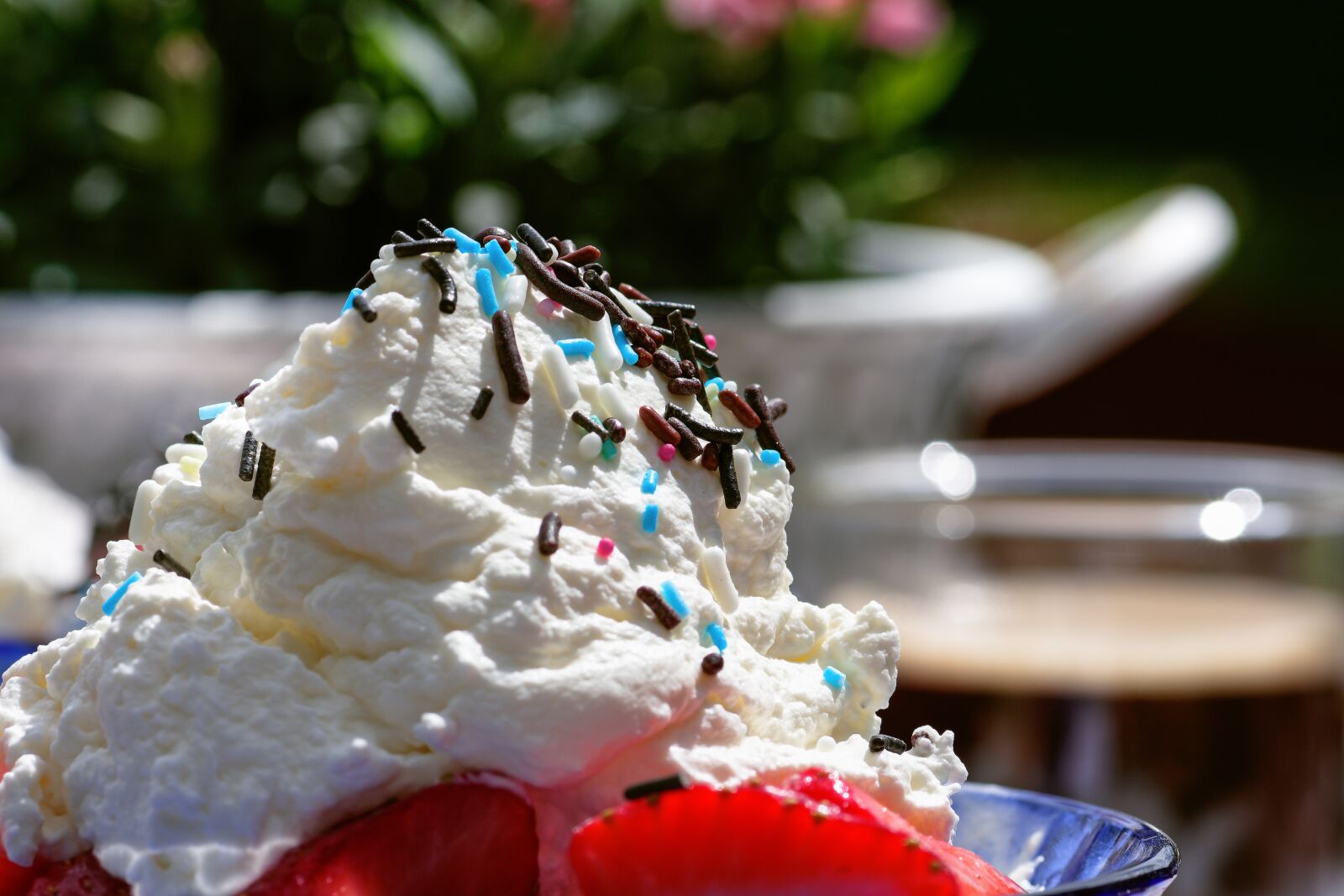 Nikon D7200 sample photo. Whipped cream, strawberries, dessert photography