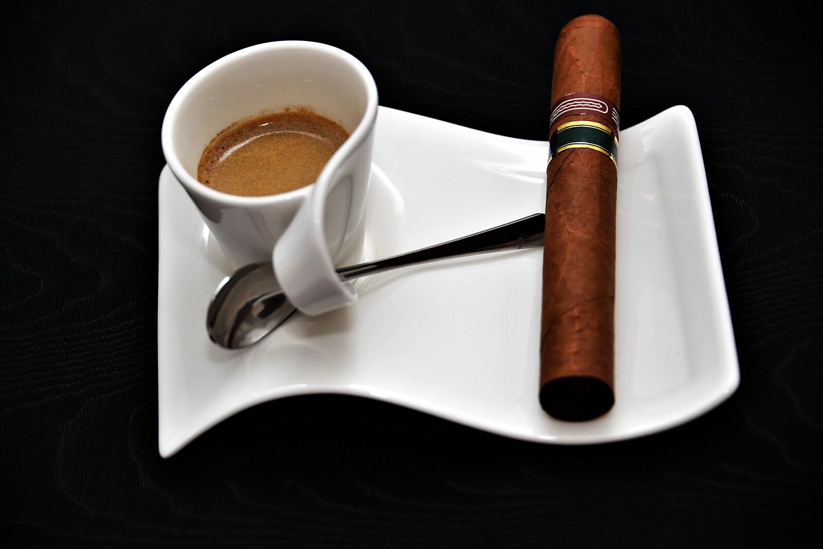 Nikon D610 sample photo. Espresso, cigar, coffee photography