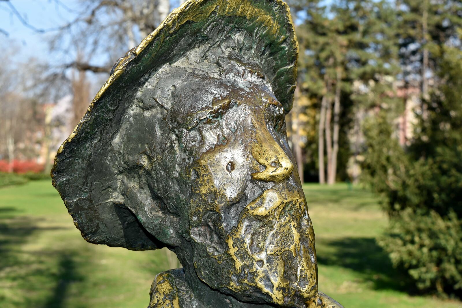 Nikon D5500 sample photo. Brass, bust, face, garden photography