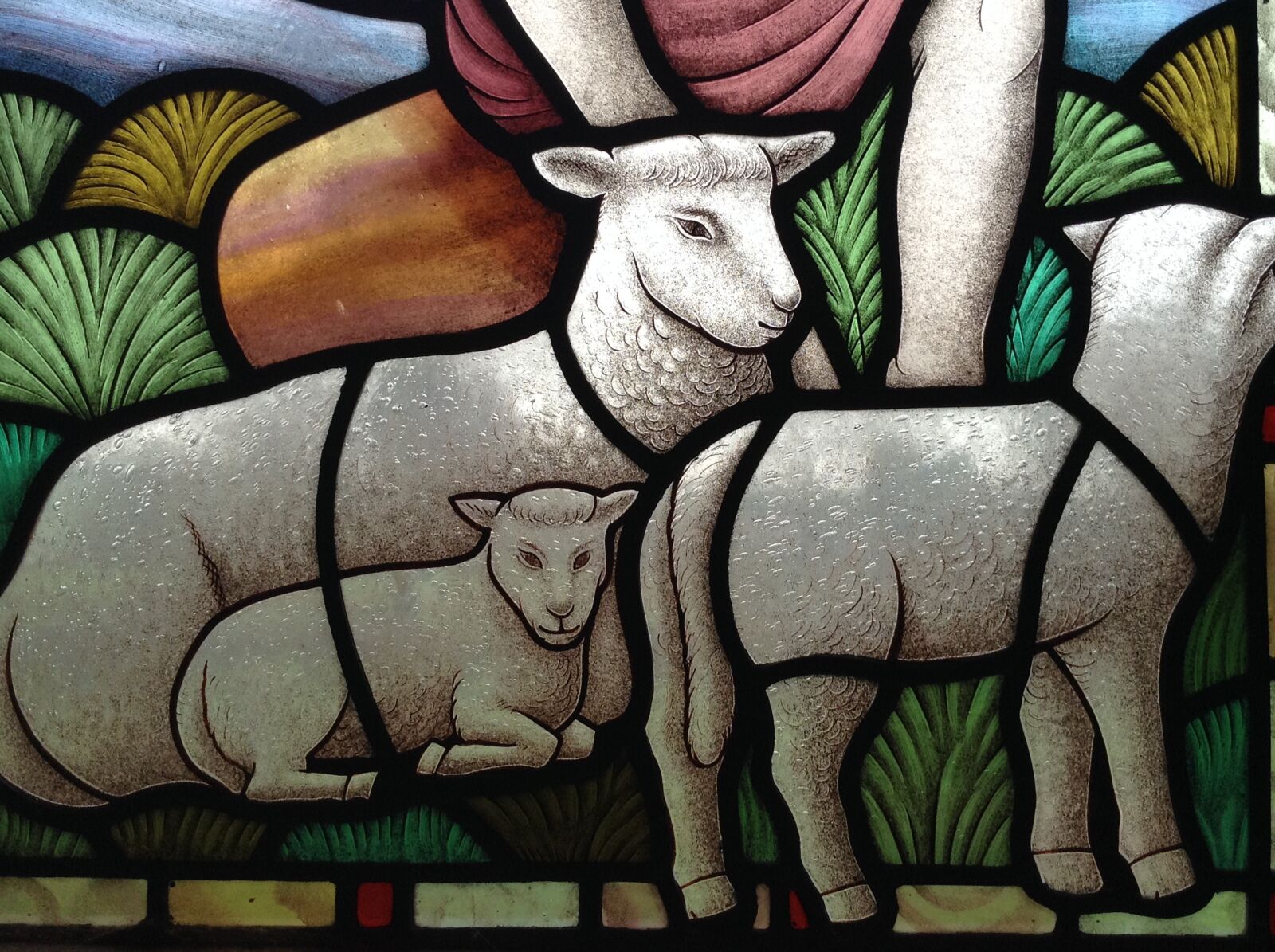 iPad mini back camera 3.3mm f/2.4 sample photo. Stained glass, lamb, christian photography