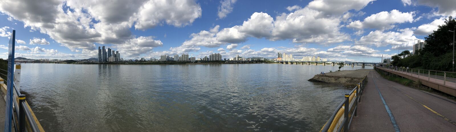 iPhone X back camera 4mm f/1.8 sample photo. River, panorama photography