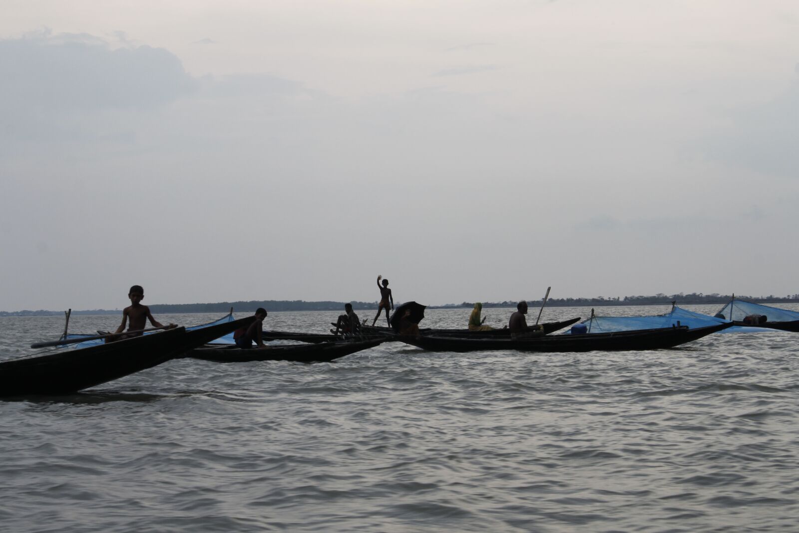 Canon EF-S 18-55mm F3.5-5.6 IS sample photo. Bangladesh, canal, fisherman, flower photography