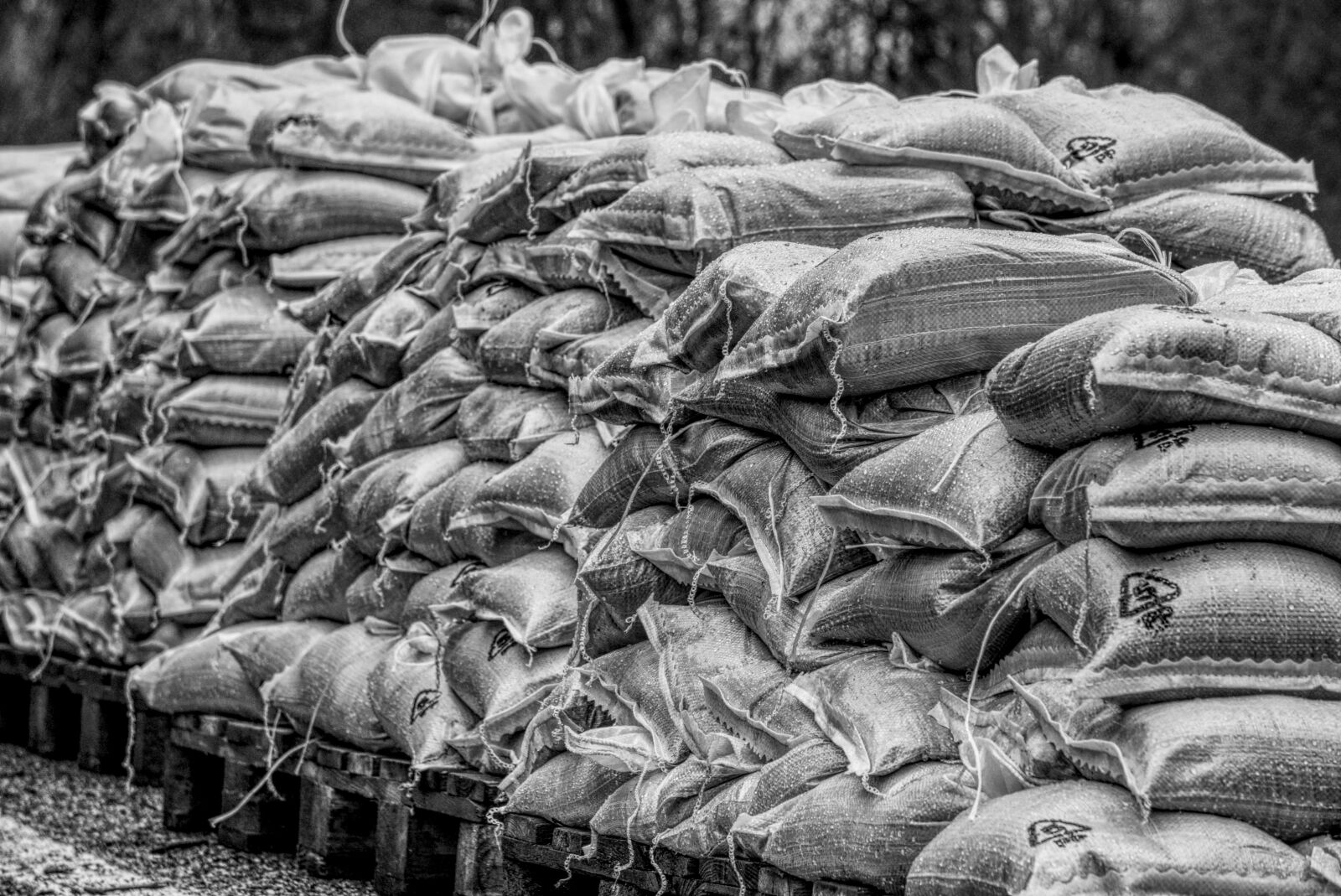 Sony E 55-210mm F4.5-6.3 OSS sample photo. Sand bags, sand, high photography