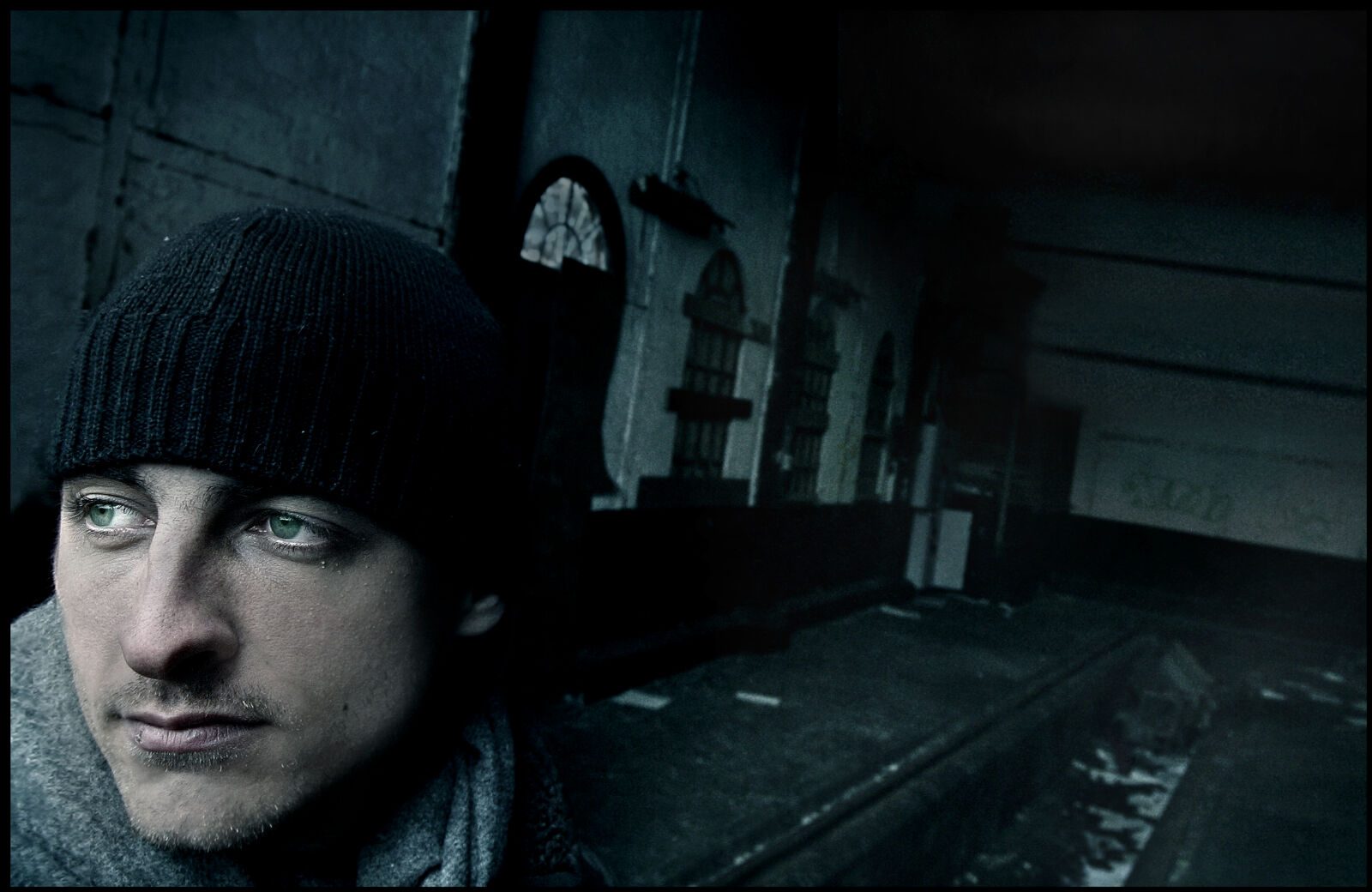 Canon EOS D60 sample photo. Abandoned, beanie, eerie, facial photography