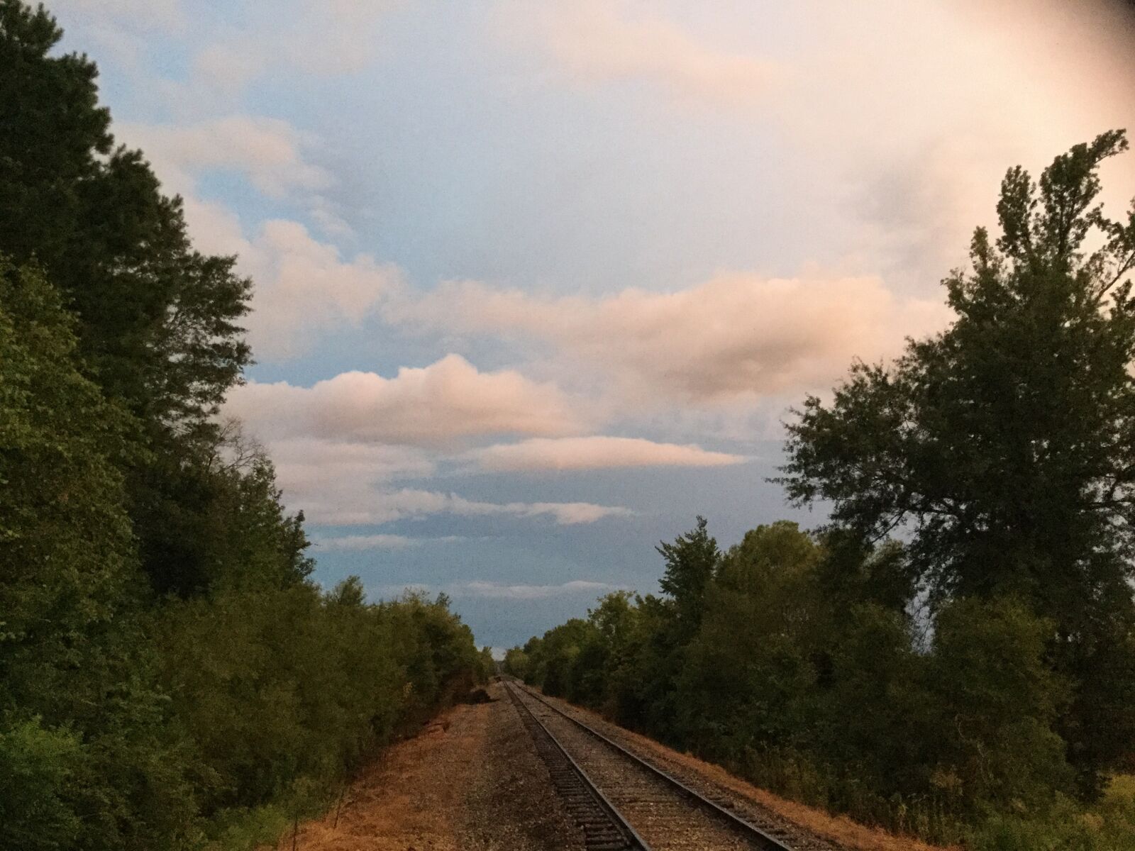 iPad mini 4 back camera 3.3mm f/2.4 sample photo. Sunset, trees, railroad photography