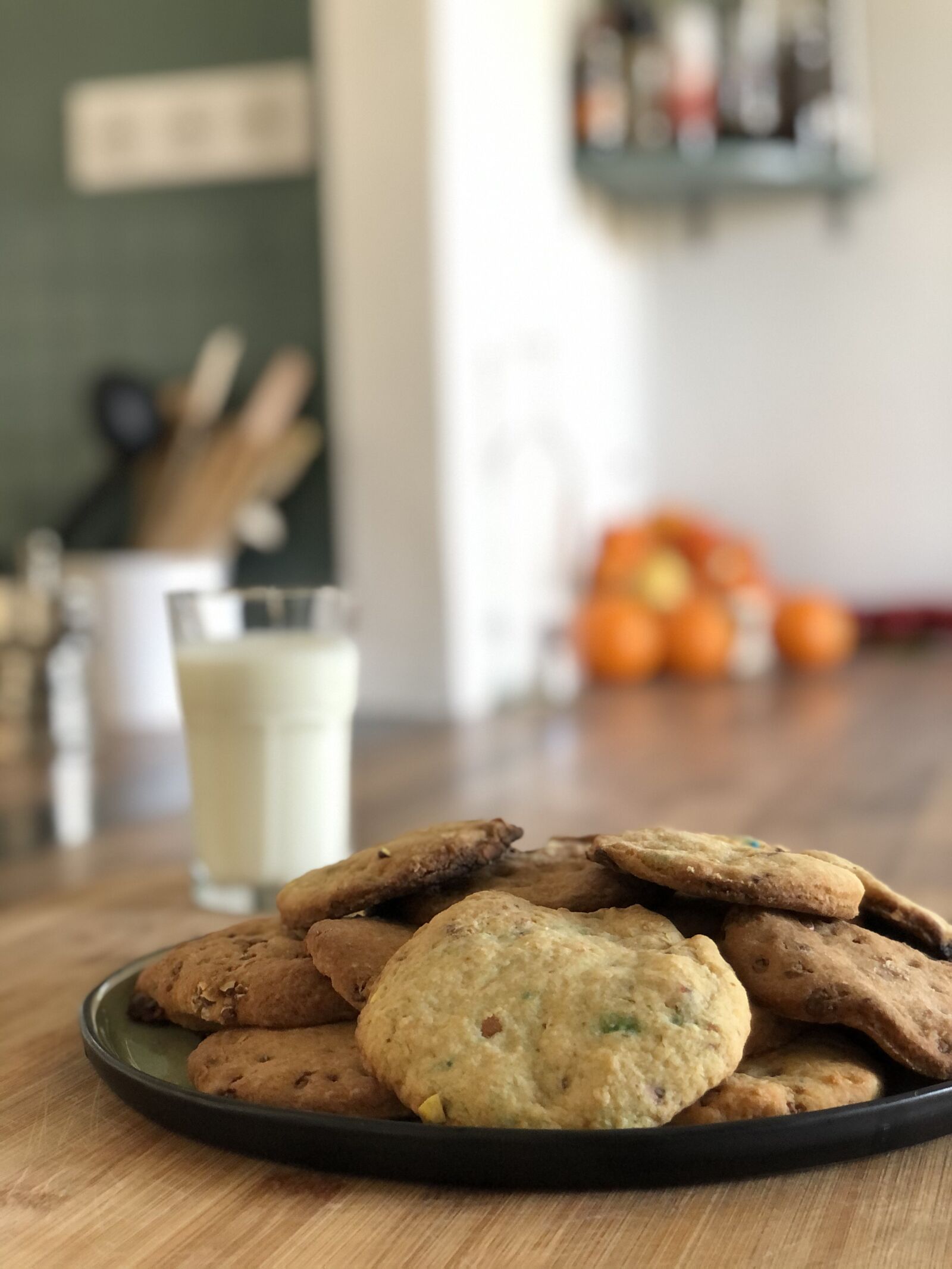 iPhone X back dual camera 6mm f/2.4 sample photo. Cookies, milk, preparation photography