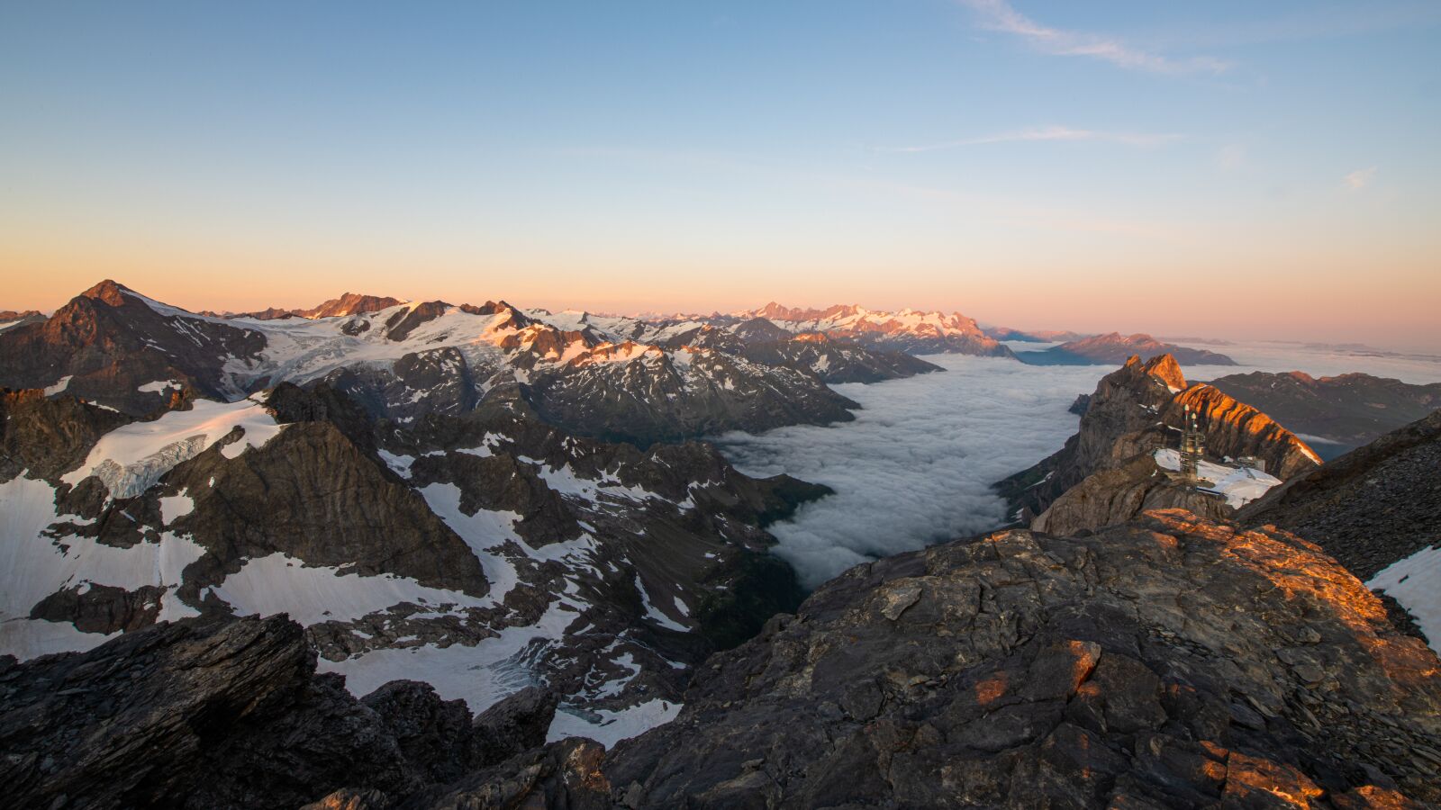 Nikon D850 sample photo. Titlis, sunrise, mountain station photography