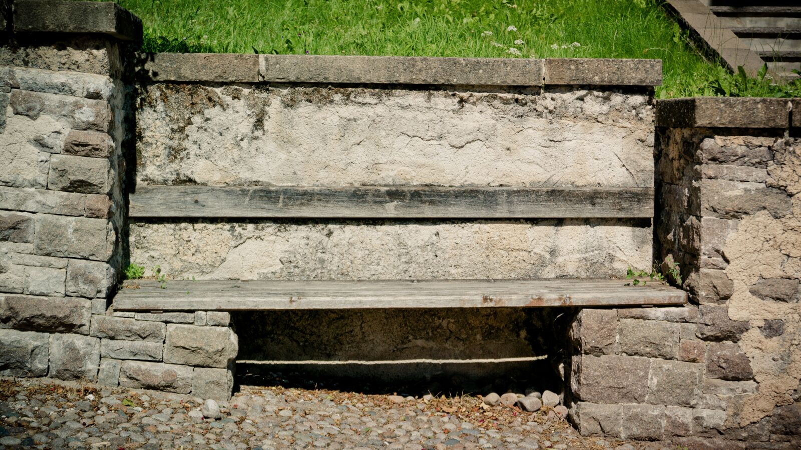 Panasonic Lumix DMC-LX100 sample photo. Bank, wall, wooden bench photography