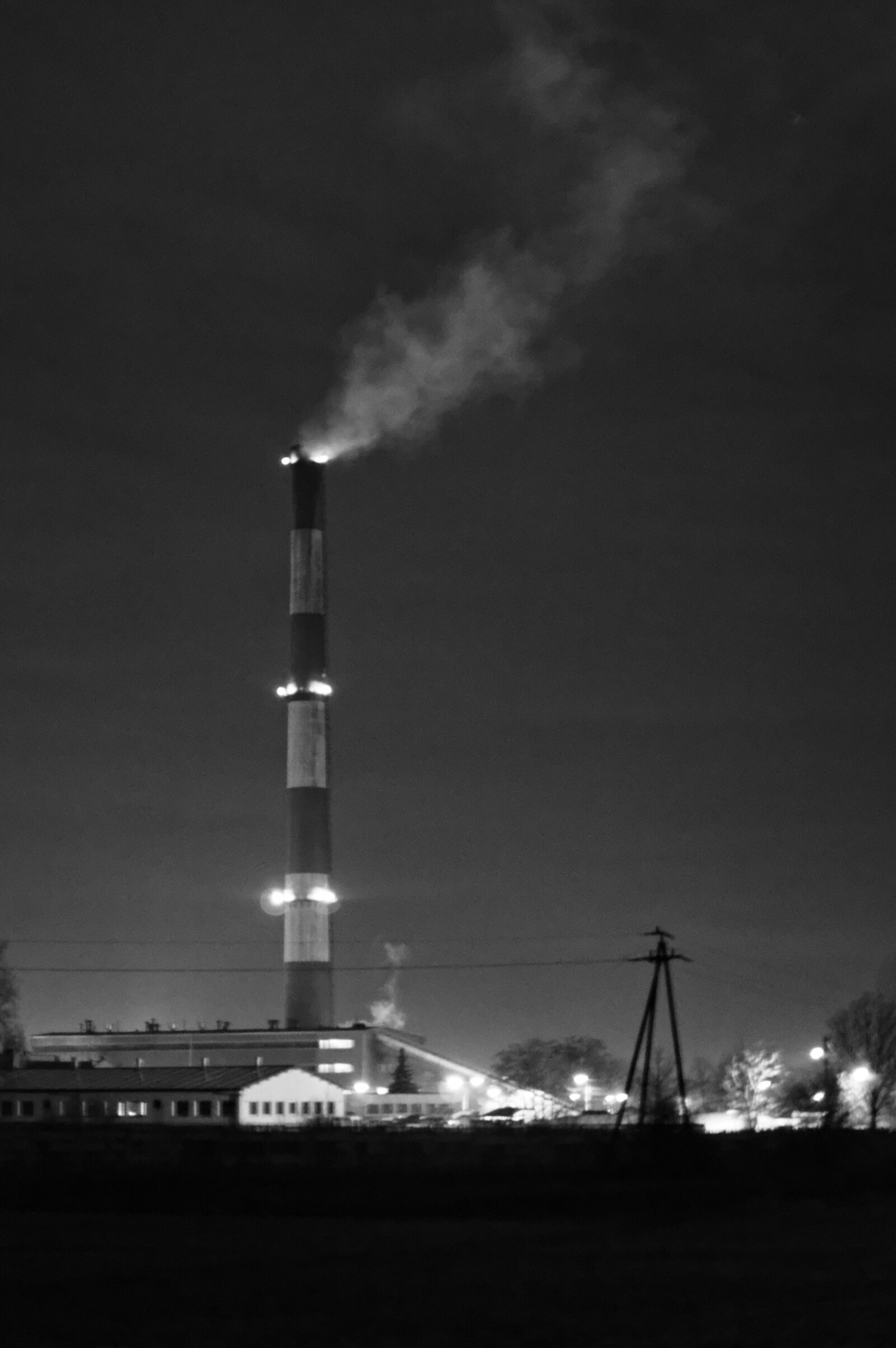 Nikon D3200 + Nikon AF-S DX Nikkor 35mm F1.8G sample photo. Bw, chimney, heating, plant photography