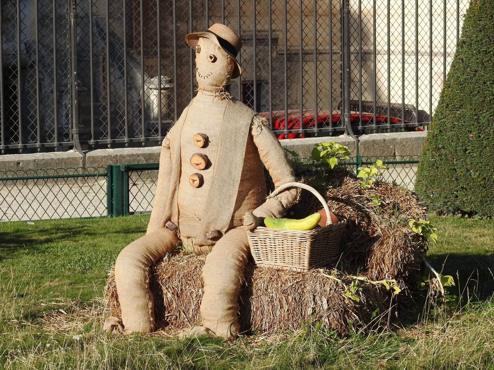 Nikon Coolpix P900 sample photo. Scare sparrows, snowman, attraction photography