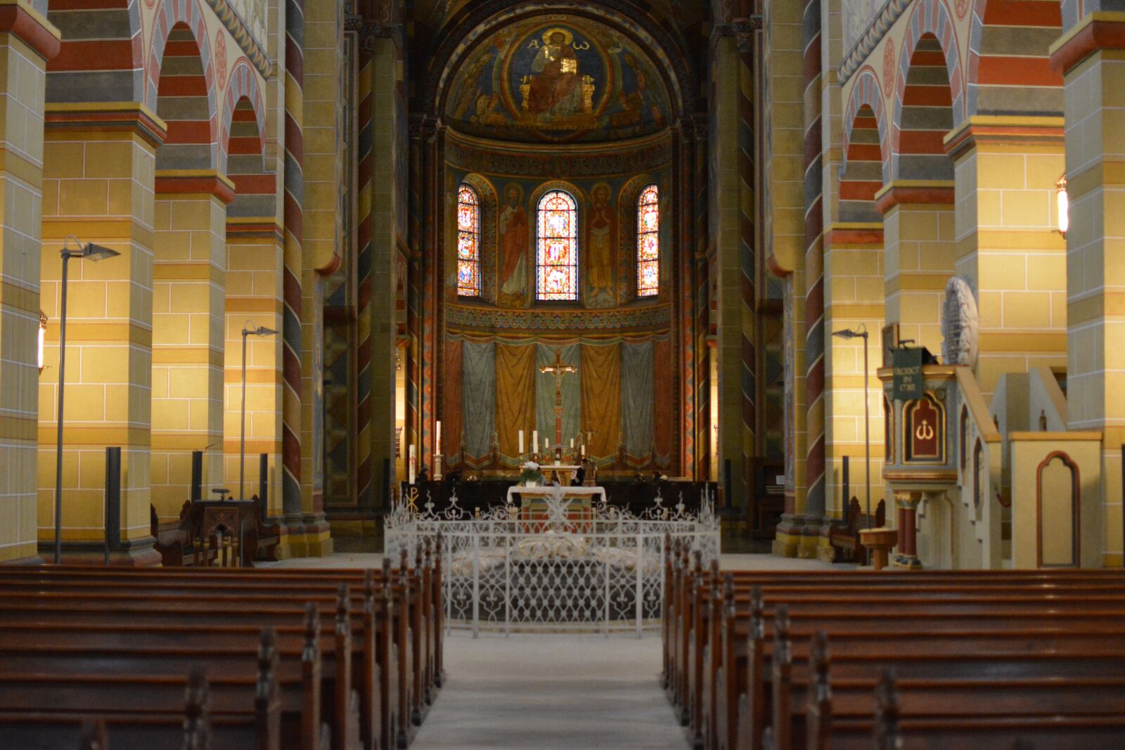 Nikon D5200 sample photo. Church, benches, altar photography