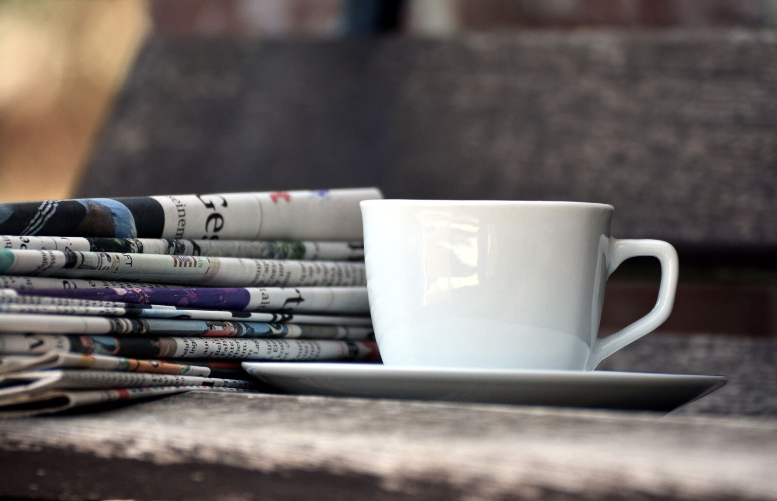 Nikon D5200 sample photo. Cup, newspapers, magazines photography