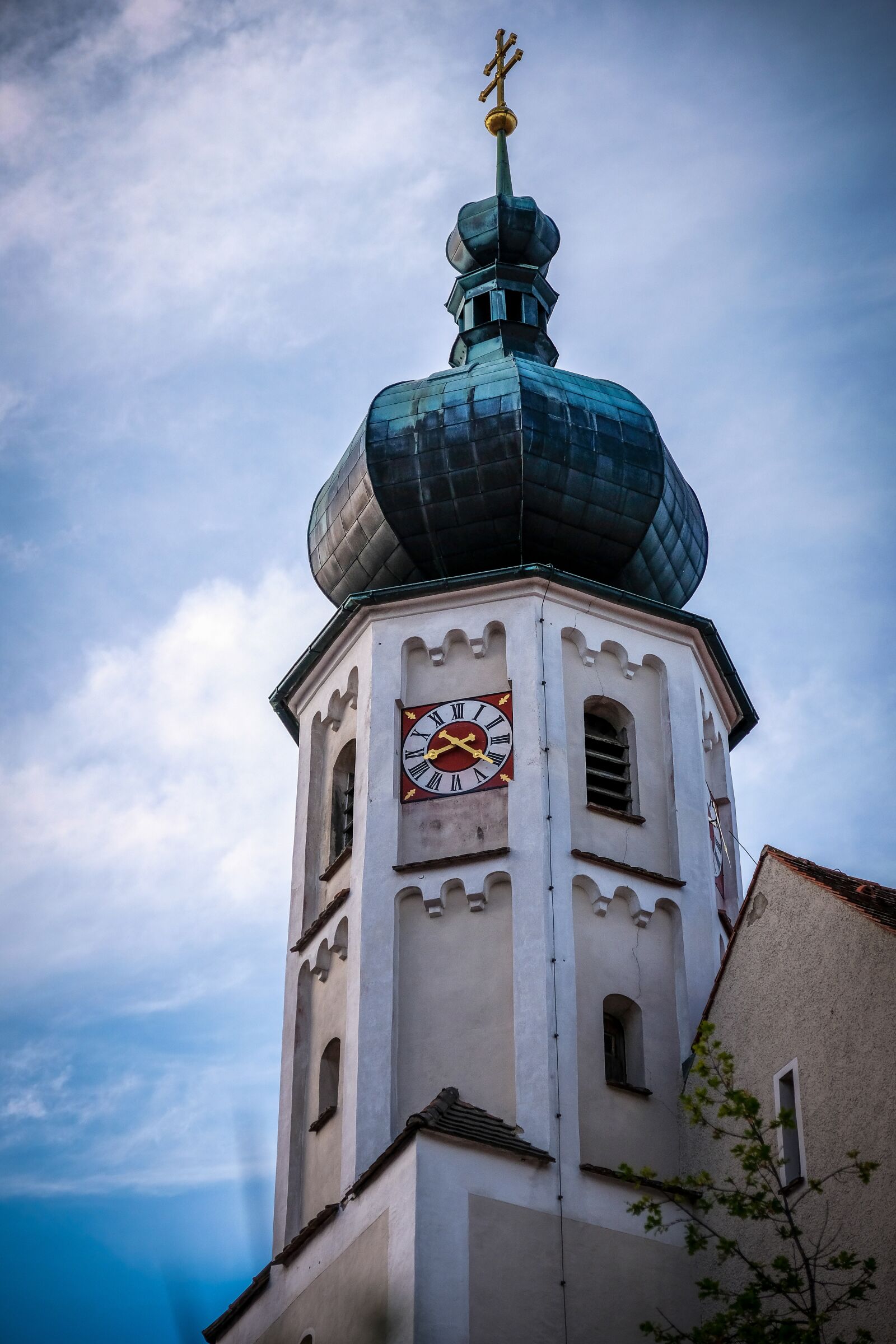 Fujifilm X-T2 sample photo. Steeple, church, church clock photography