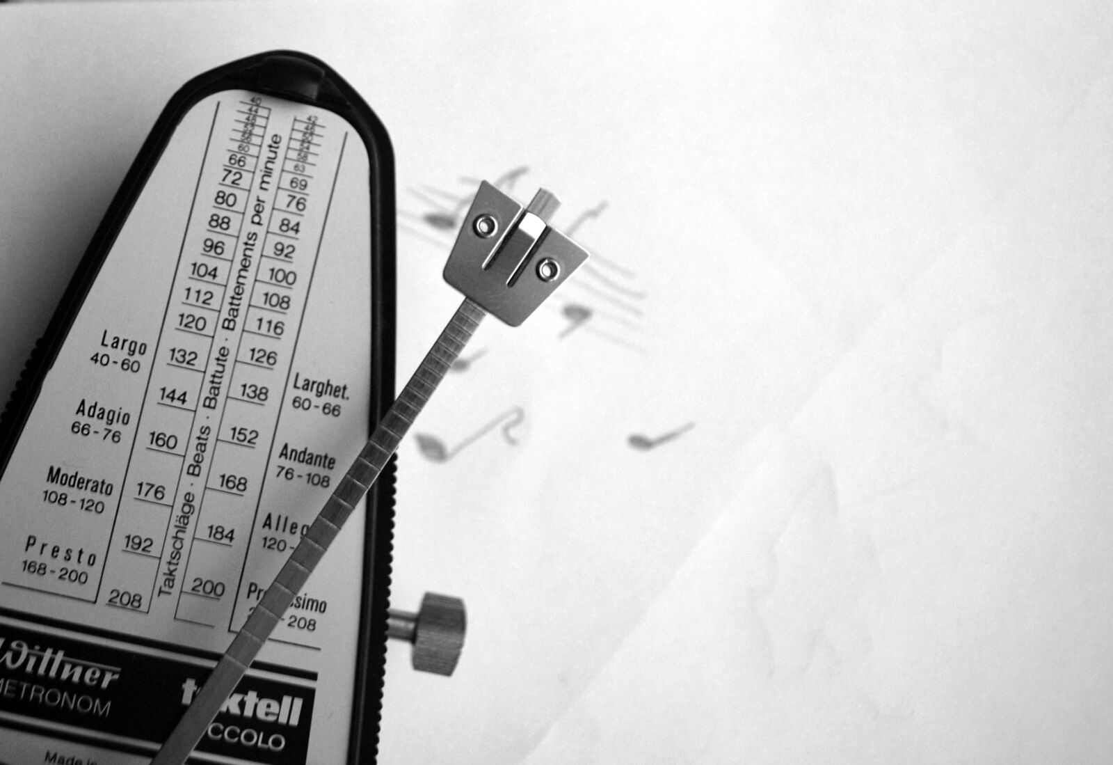 Nikon D60 sample photo. Metronome, black, white photography