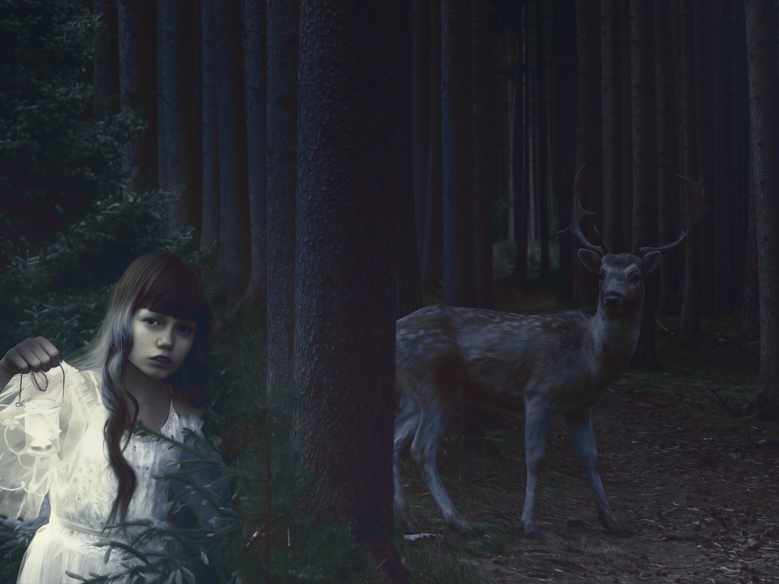 Panasonic Lumix DMC-FZ35 (Lumix DMC-FZ38) sample photo. Girl, forest, hirsch photography