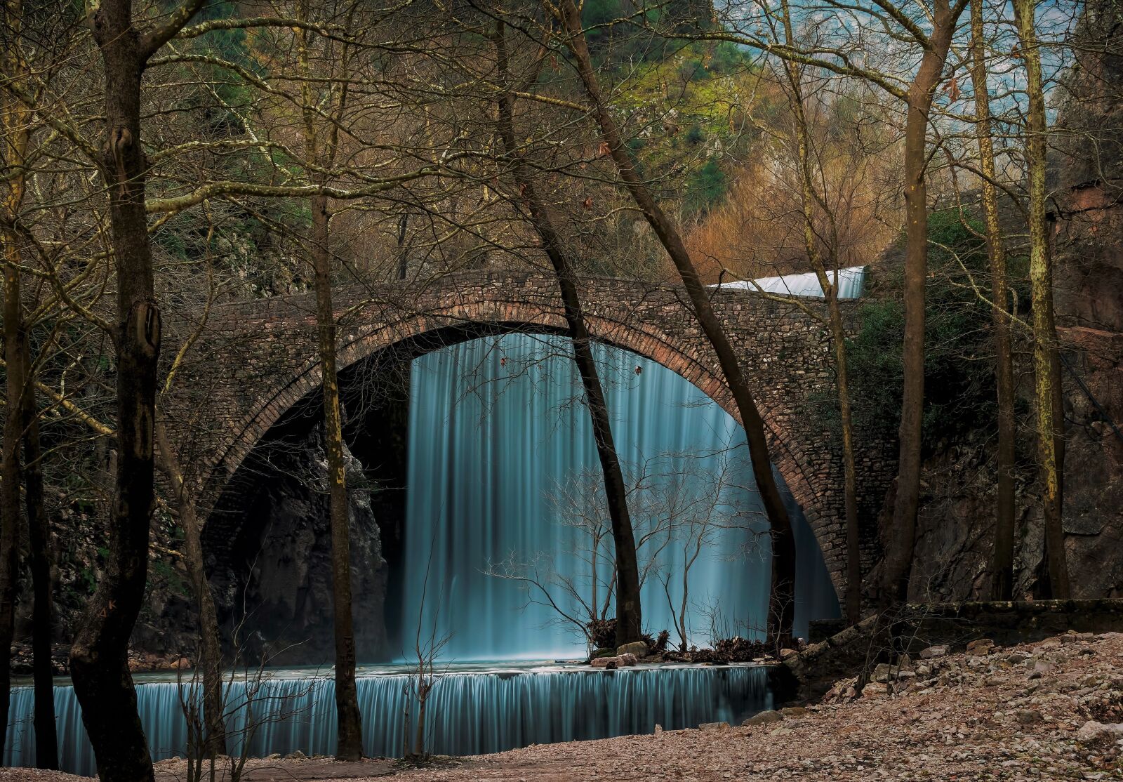 Nikon D5300 sample photo. Waterfall, river, old bridge photography