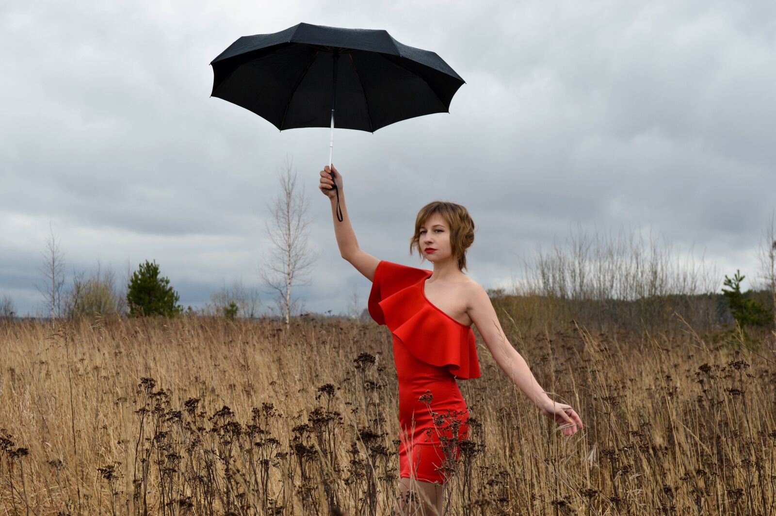 Nikon D3200 sample photo. Umbrella, rain, girl photography