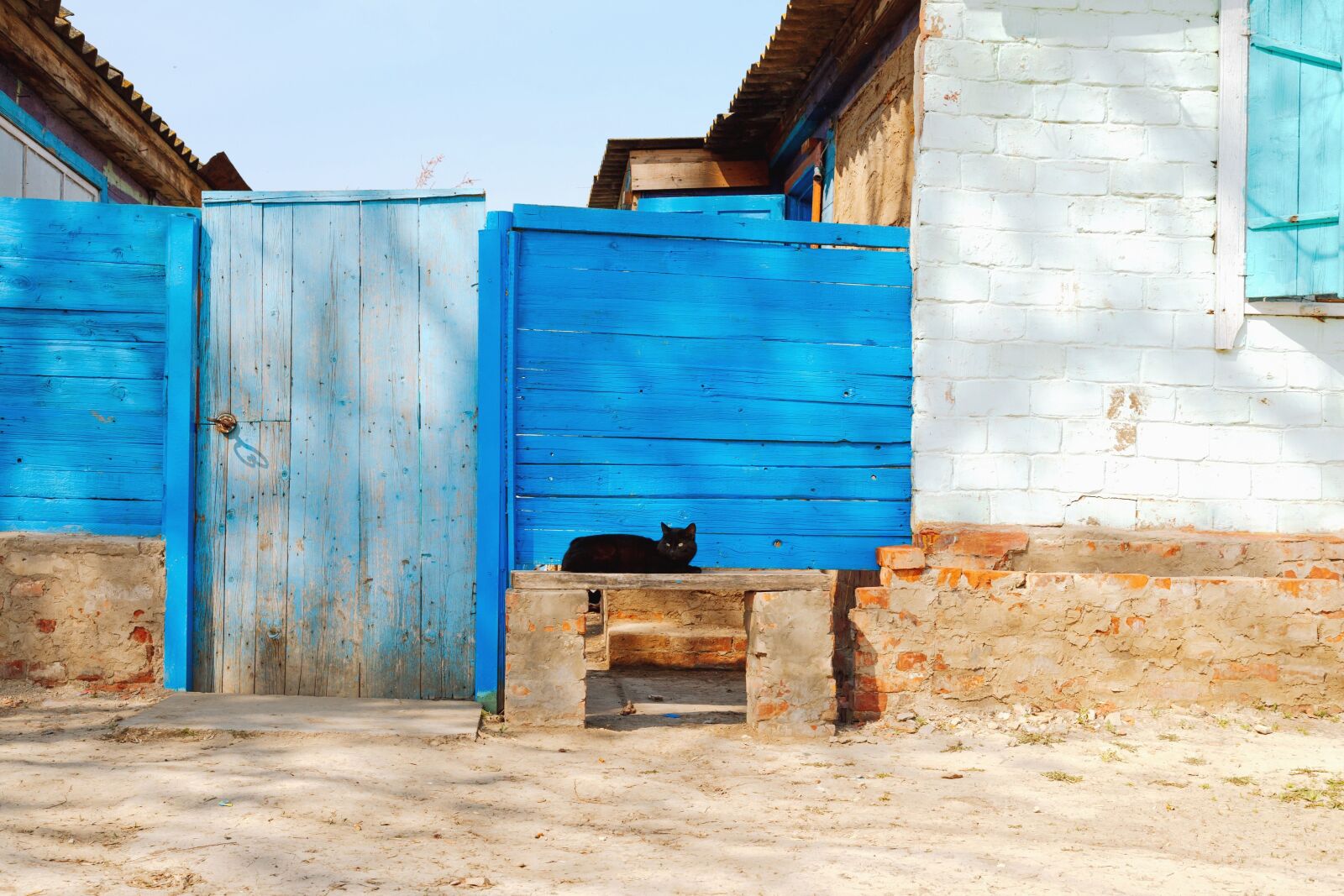 Canon EOS 5D Mark III sample photo. House, door, fence, cat photography