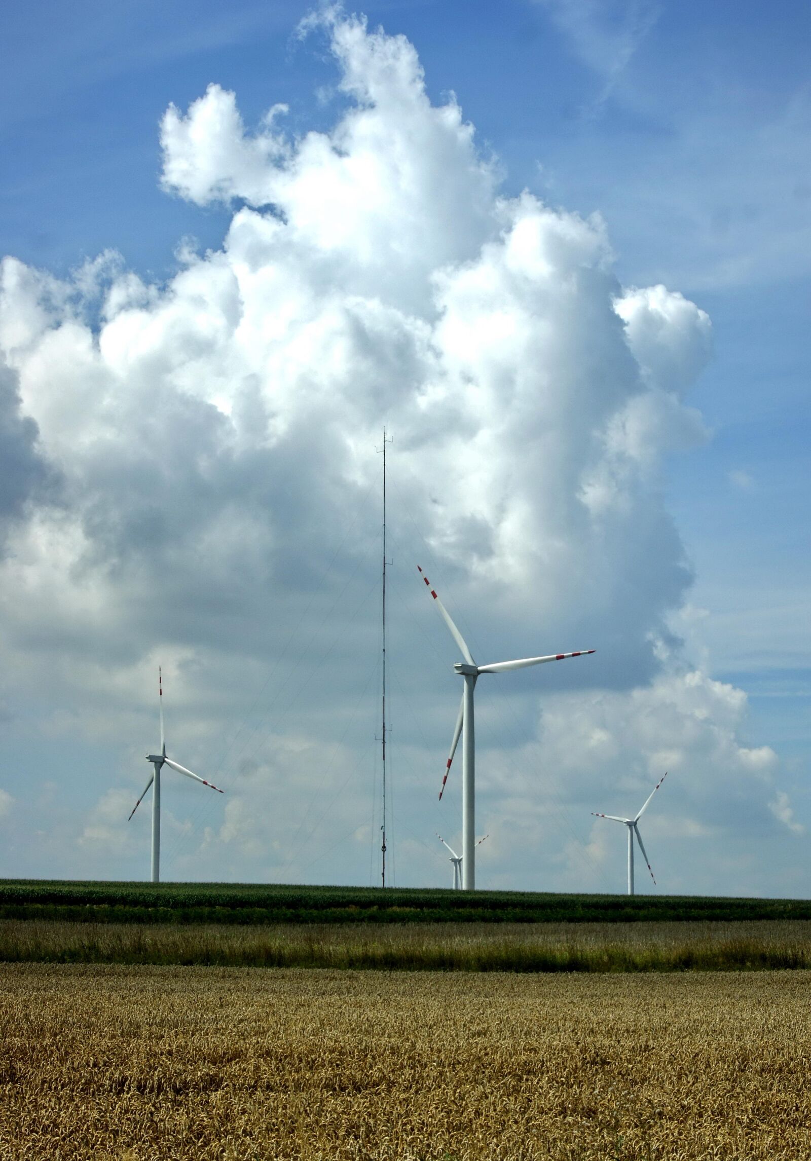 Sony Alpha DSLR-A290 sample photo. Blue sky, clouds, windmill photography
