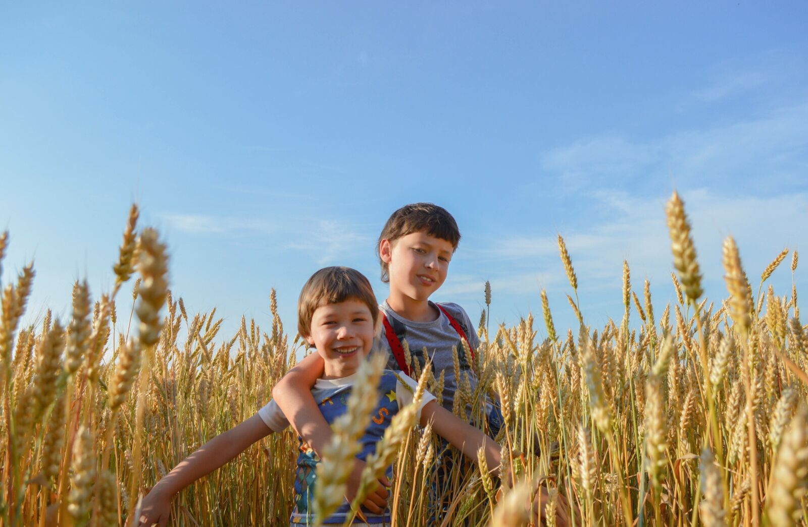 Nikon D3200 sample photo. Kids, field, wheat photography