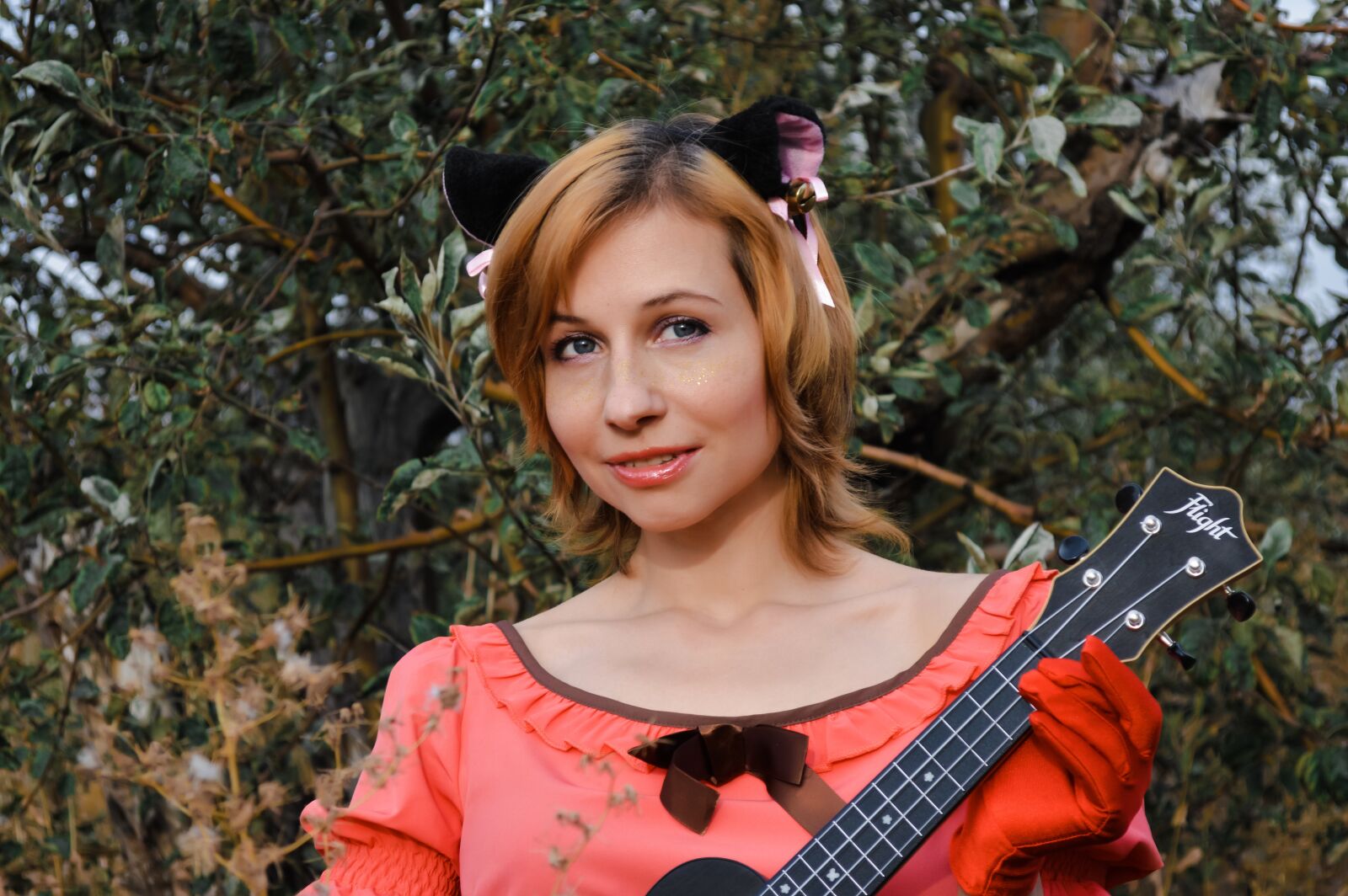 Nikon D3200 sample photo. Woman, cosplay, ukulele photography