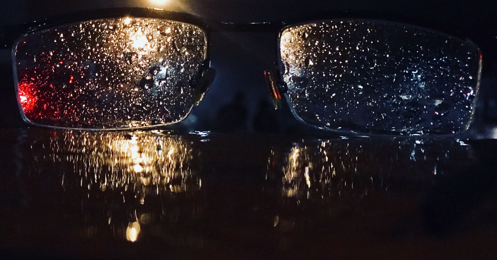 Apple iPhone 7 Plus sample photo. Glasses, night, rain, drops photography