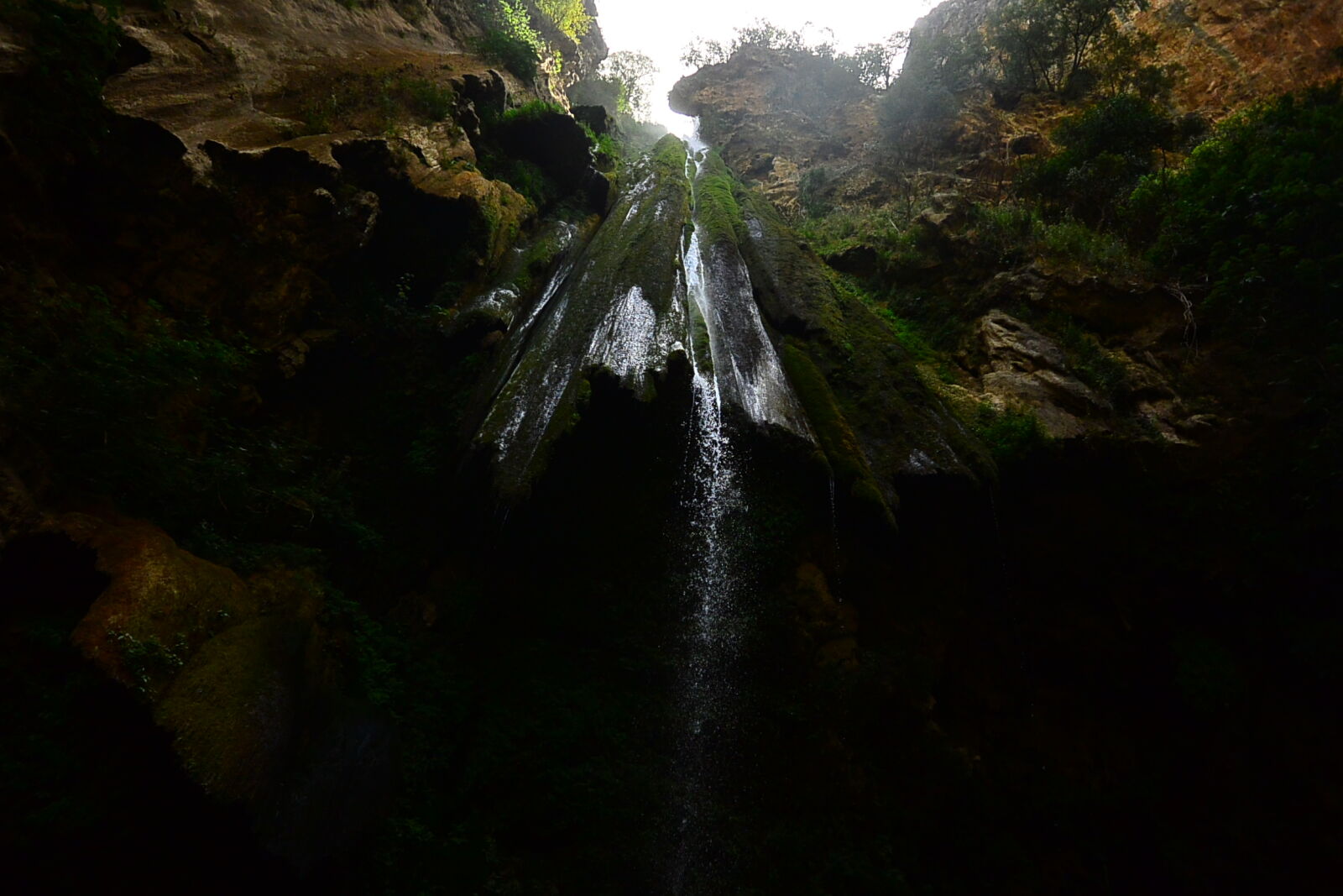 Nikon 1 V2 sample photo. Water, falls, cave photography