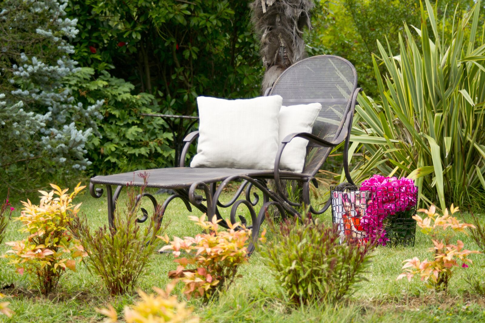 Sony Alpha DSLR-A850 sample photo. Sunbeds, pillow, garden photography
