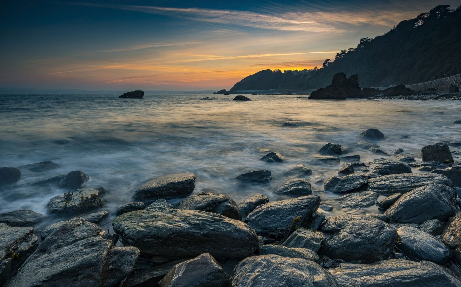Nikon D810 + Tamron SP 15-30mm F2.8 Di VC USD sample photo. Sunset, beach, rocks photography