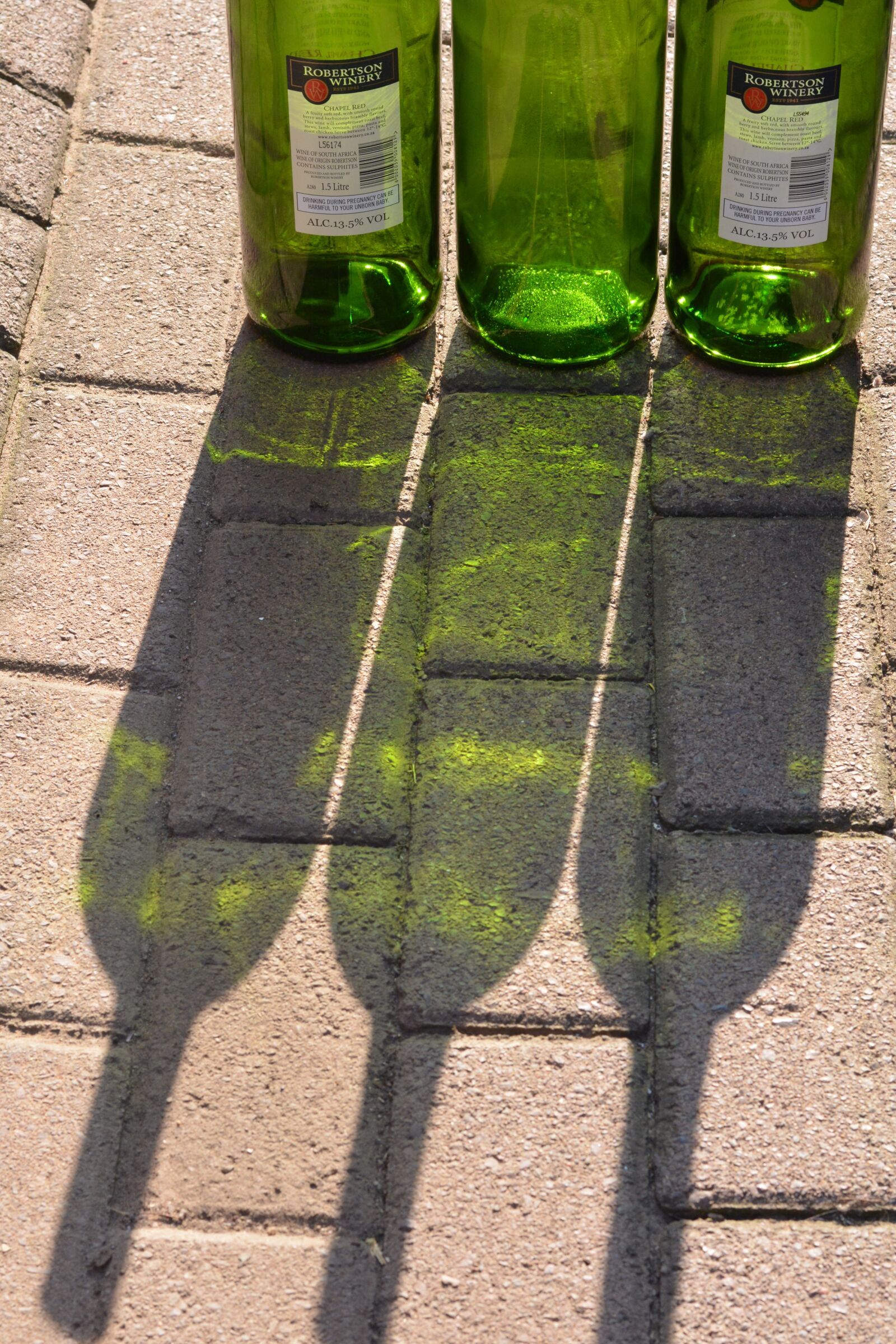 Nikon D5200 sample photo. Green shadow, bottles, glass photography