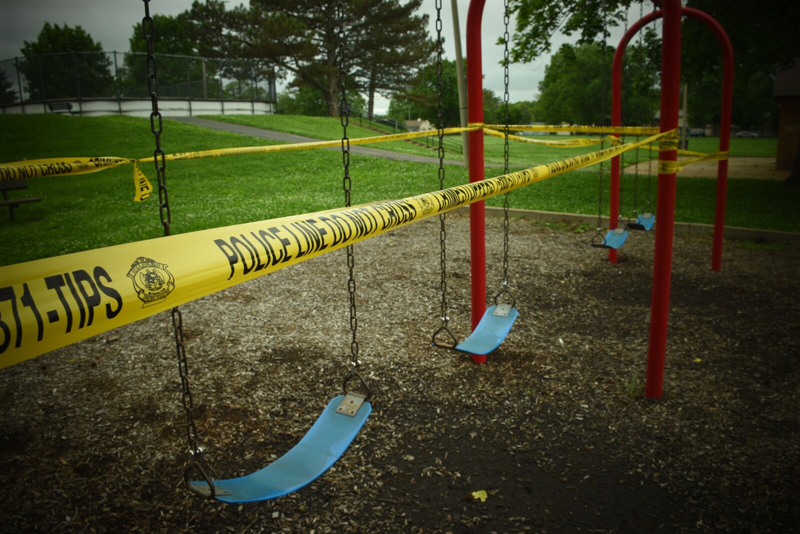 Nikon D5600 sample photo. Playground, police tape, coronavirus photography