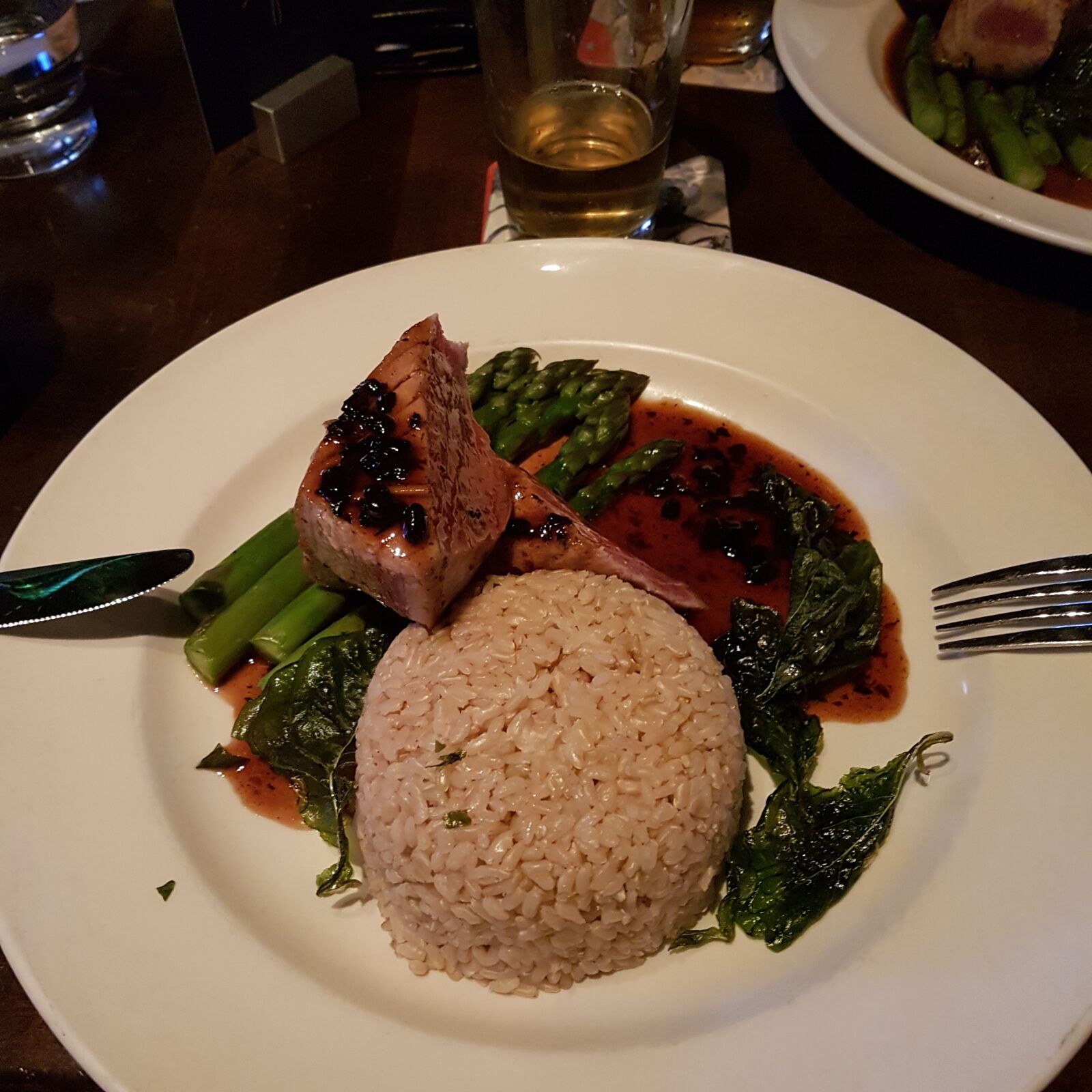 Samsung Galaxy S7 Edge sample photo. Restaurant, rice, asparagus photography