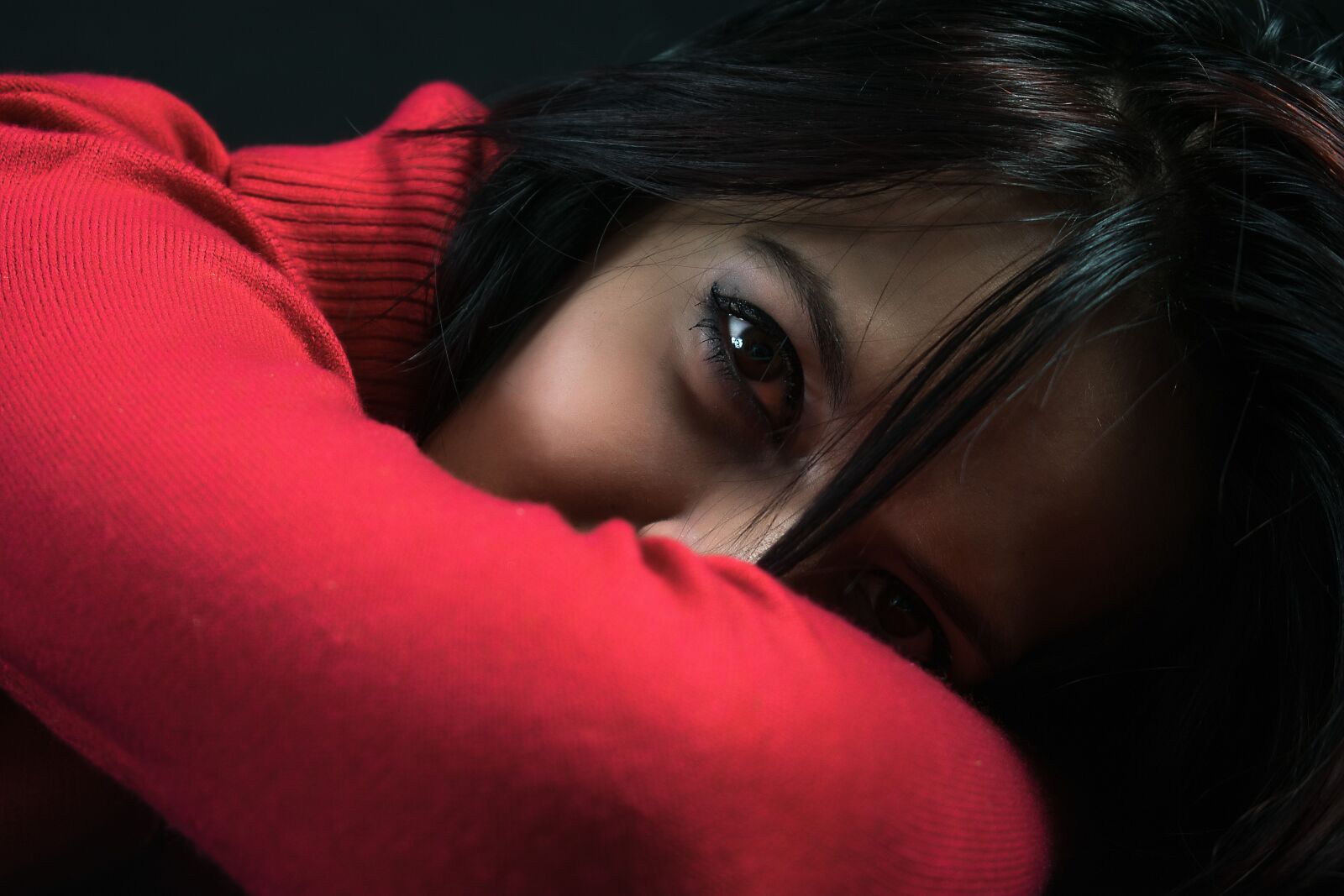 Nikon D5300 sample photo. Eye, girl in red photography