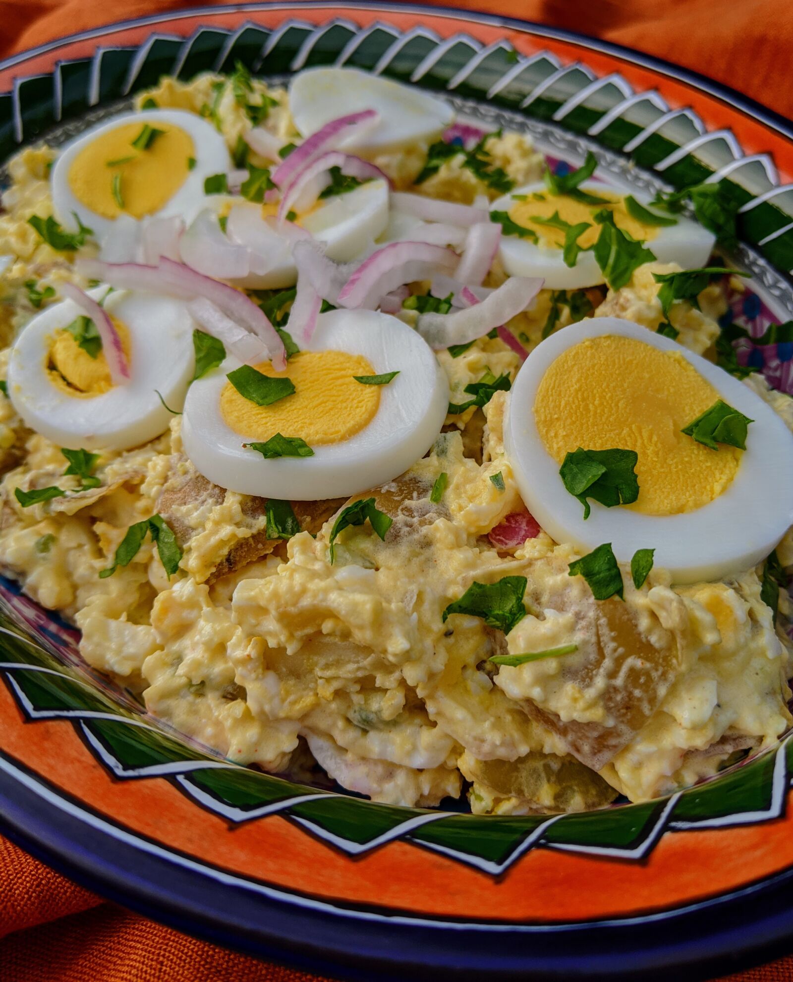 Google Pixel 3 XL sample photo. Potato salad, egg slices photography