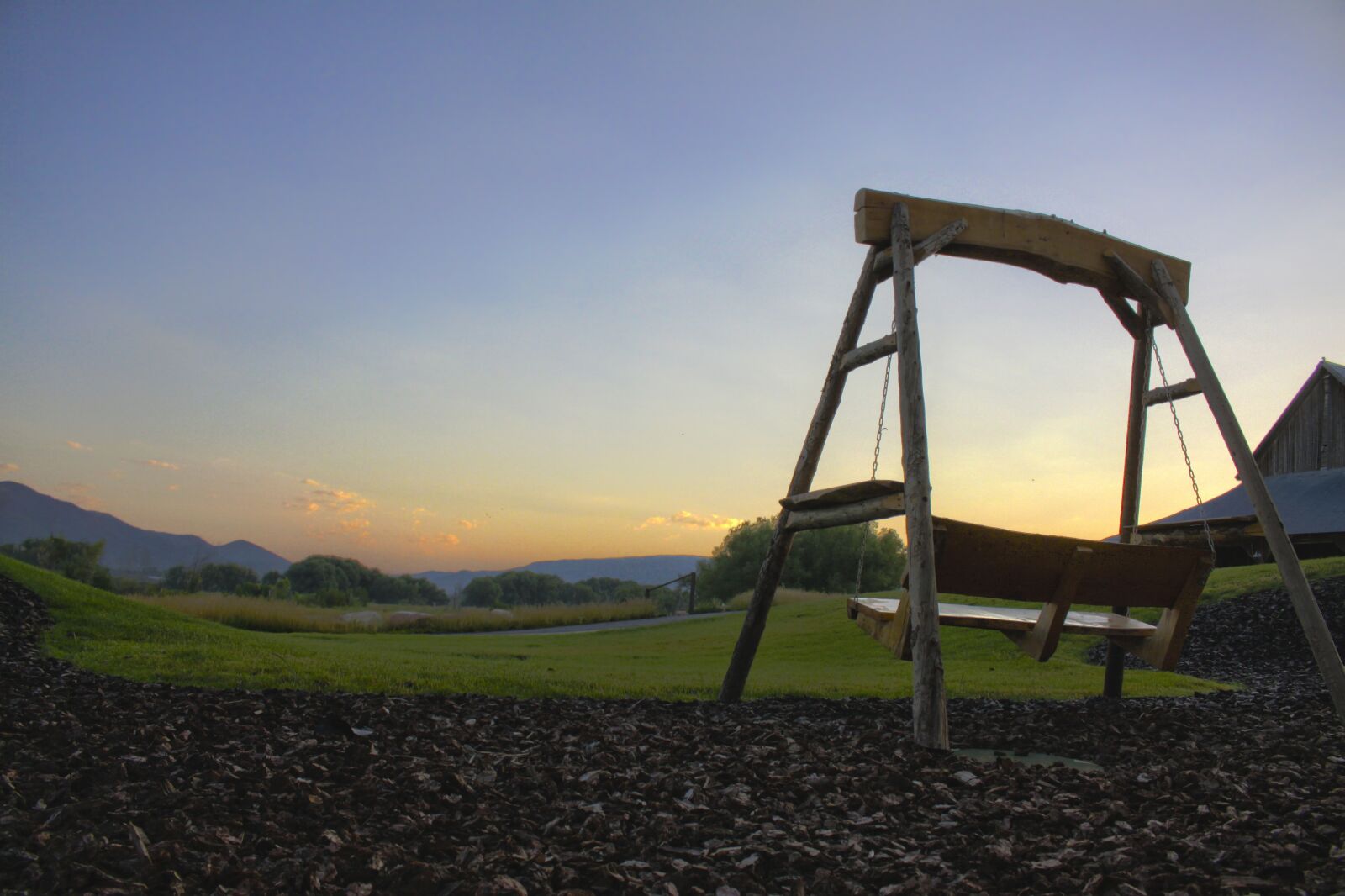 Canon EOS 50D sample photo. Sunrise, swing, wood swing photography