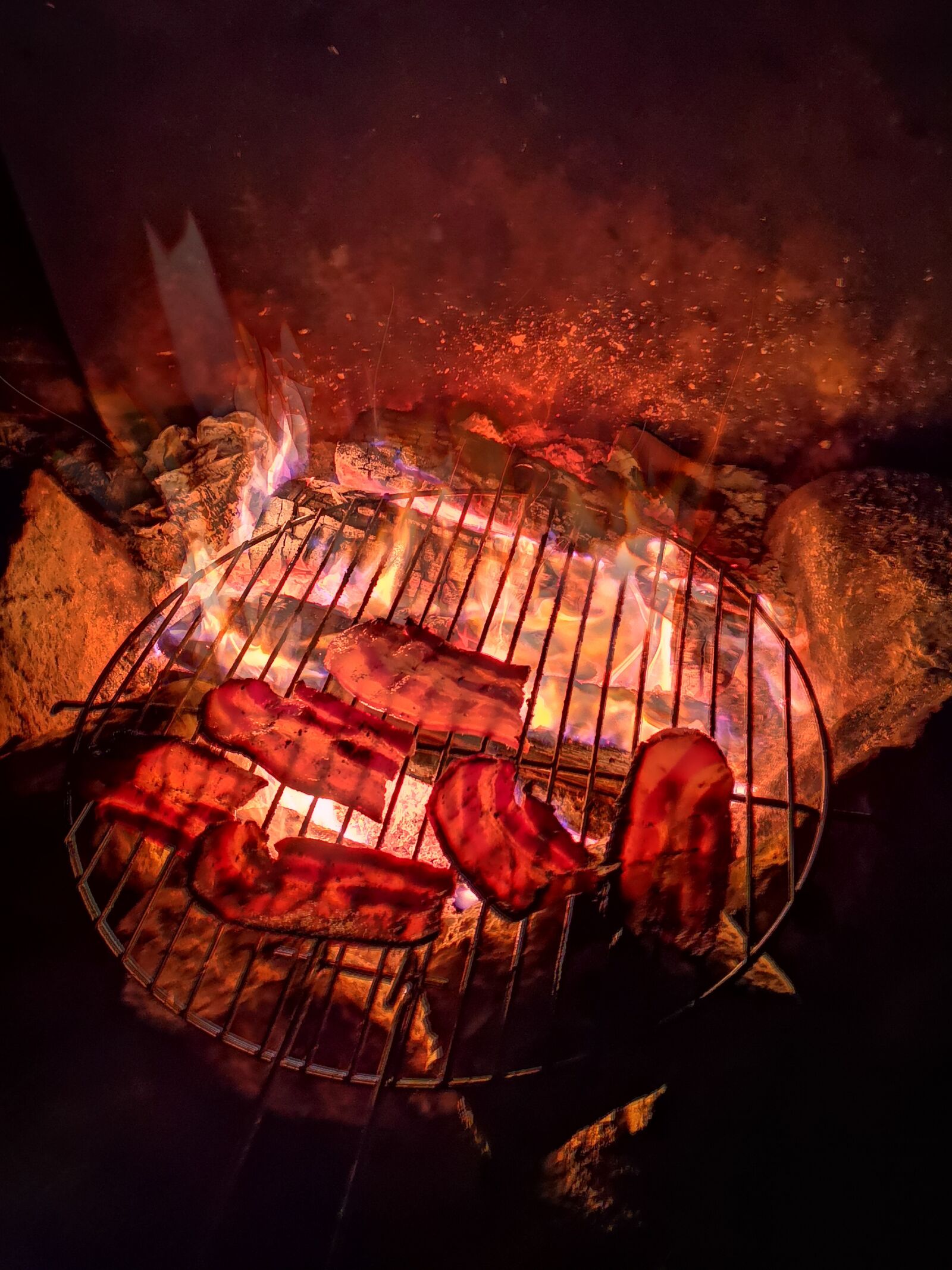 HUAWEI P20 sample photo. Barbecue, bacon, night photography