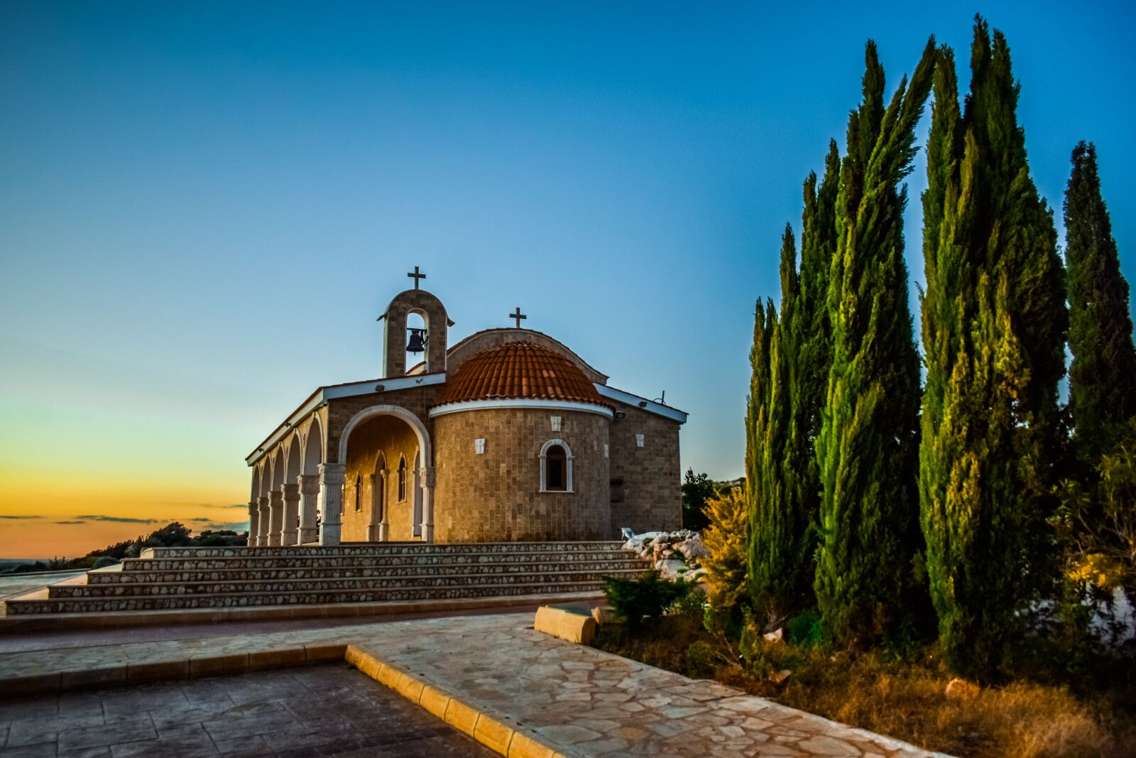 Nikon D3300 sample photo. Church, landscape, cypress photography