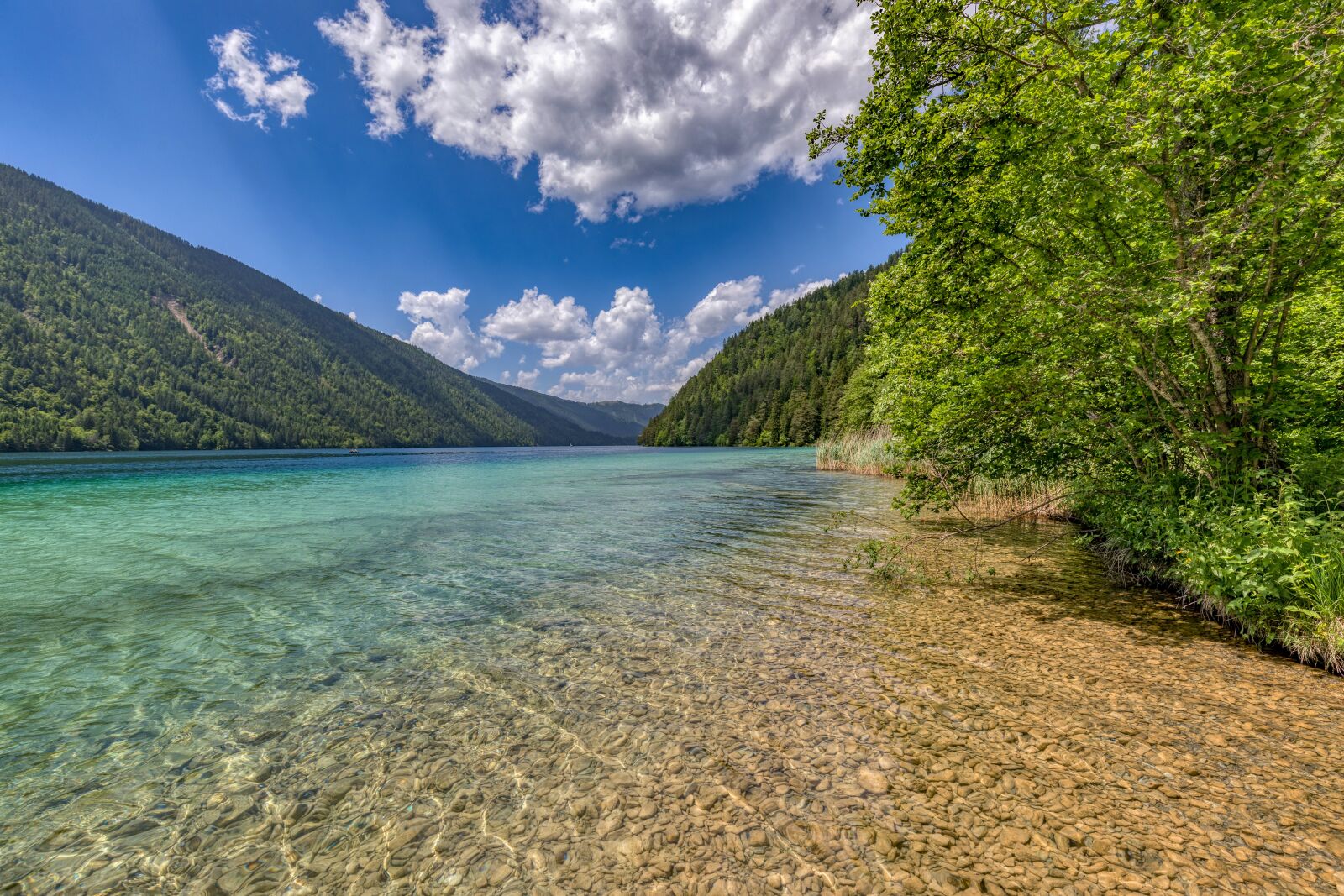 Canon EF 16-35mm F4L IS USM sample photo. Lake weissensee, green, blue photography